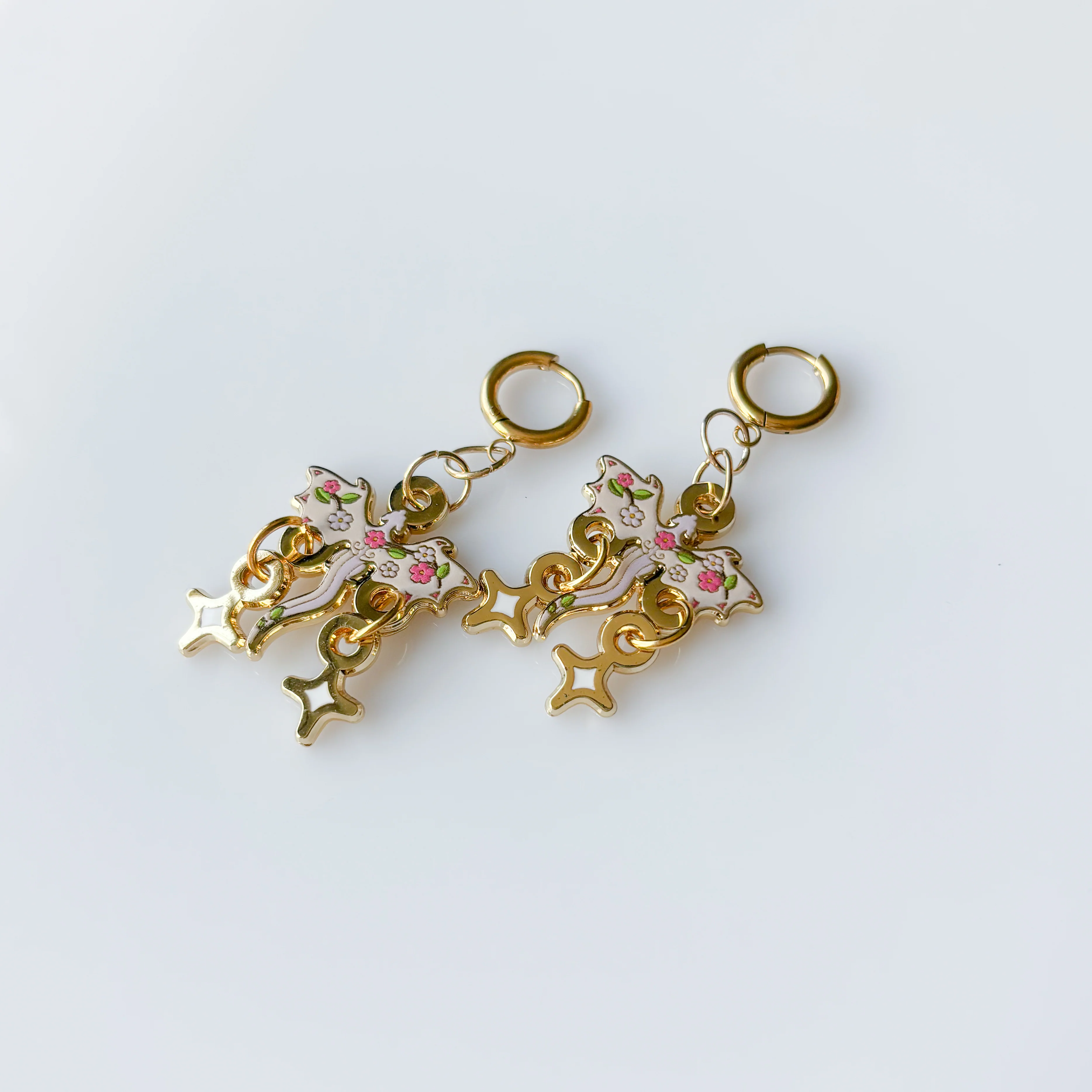 DISCOUNTED - CHERRY BLOSSOM DRAGON METAL EARRINGS - Image 3