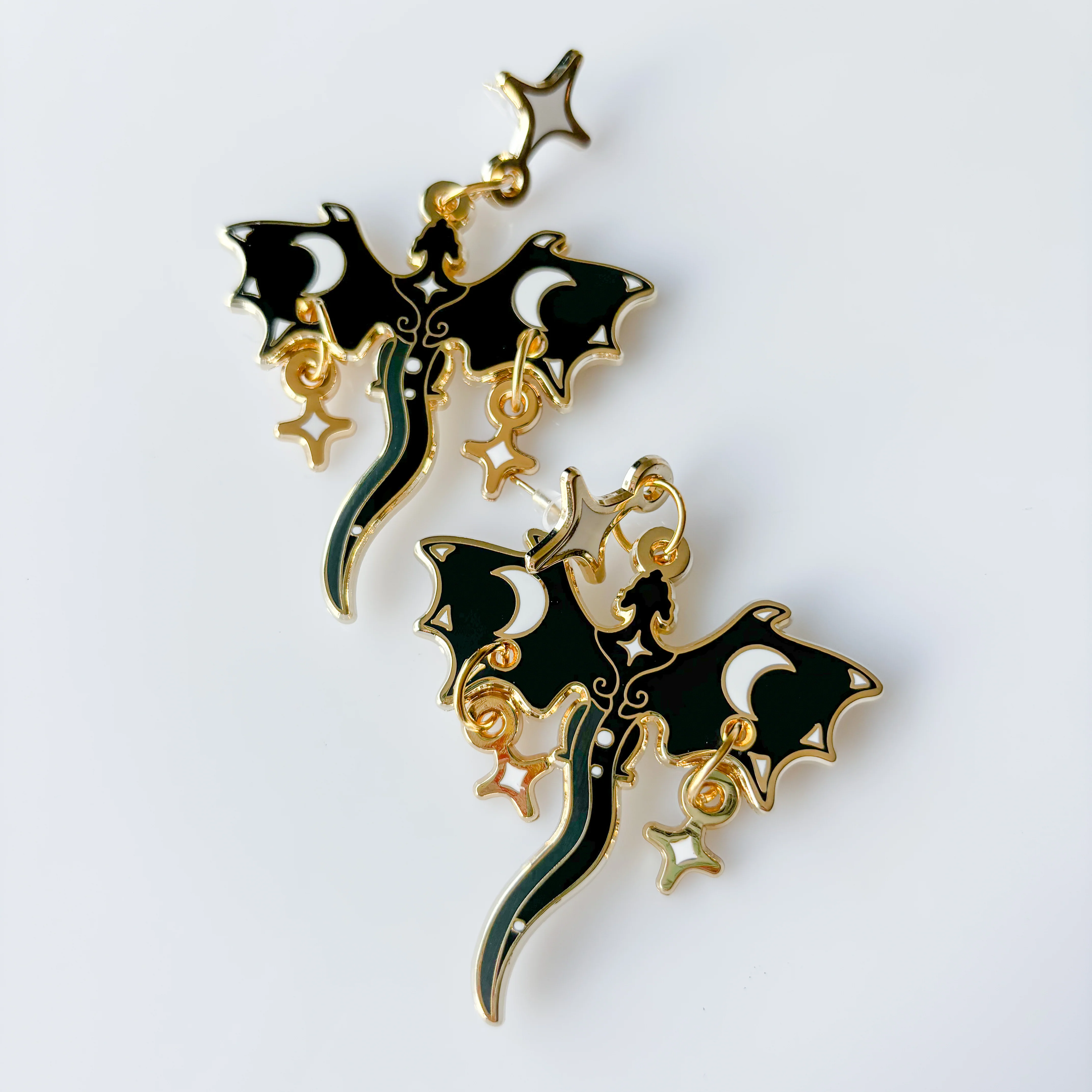 BLACK MOON DRAGON METAL EARRINGS - Image 3