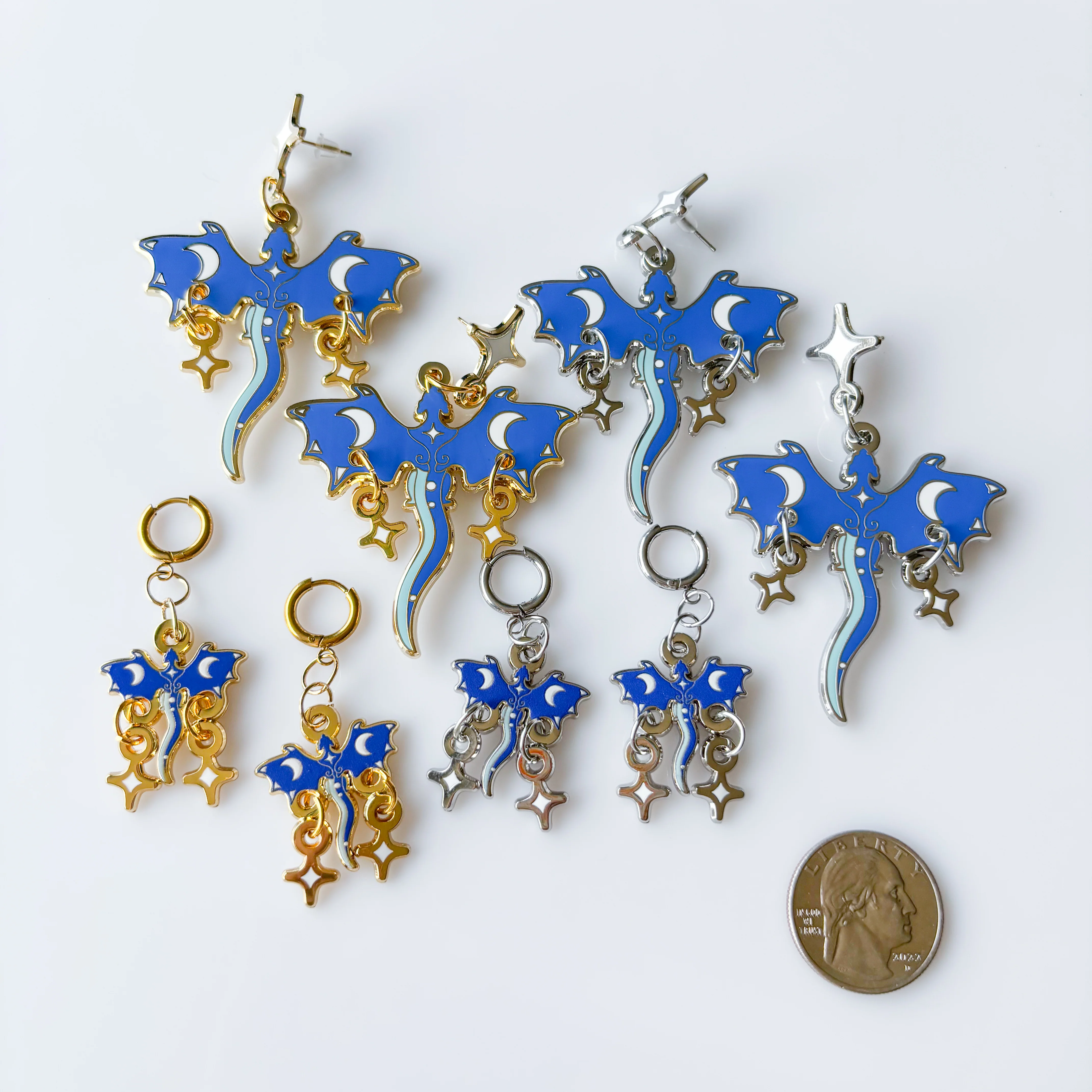BLUE MOON DRAGON METAL EARRINGS - Image 2