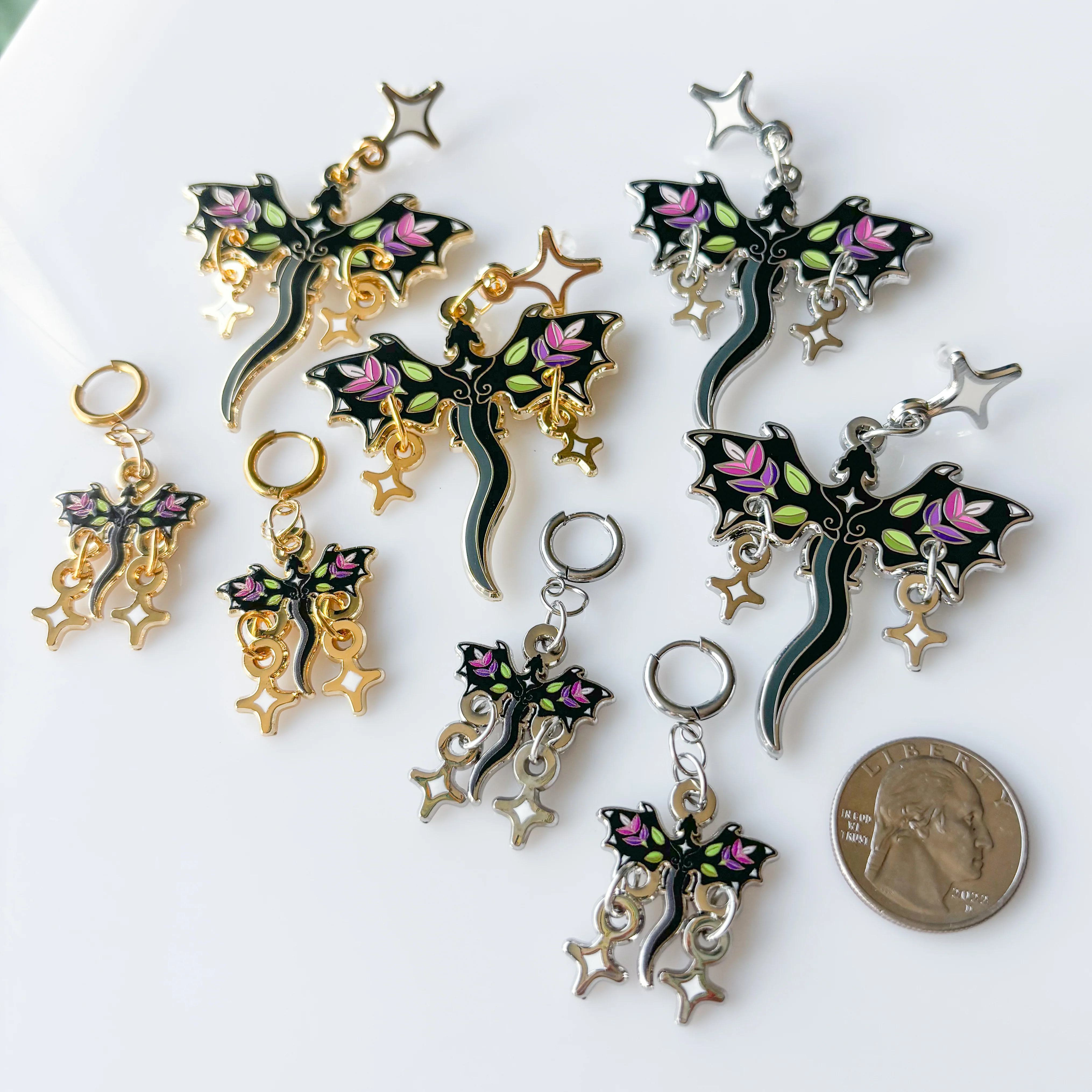 LAVENDER DRAGON METAL EARRINGS - Image 2