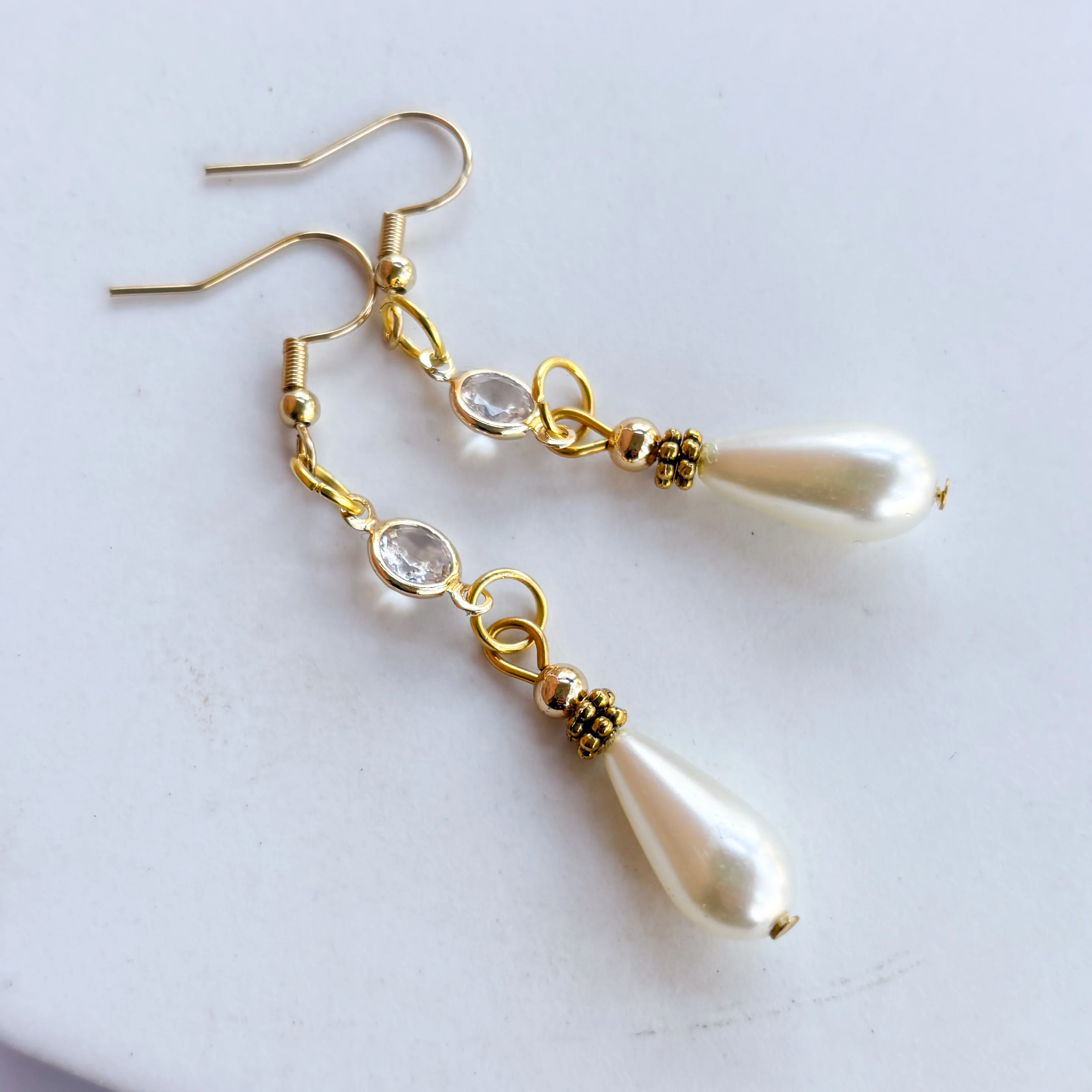LARGE PEARL DROP GEM & CHARM EARRINGS - Image 2