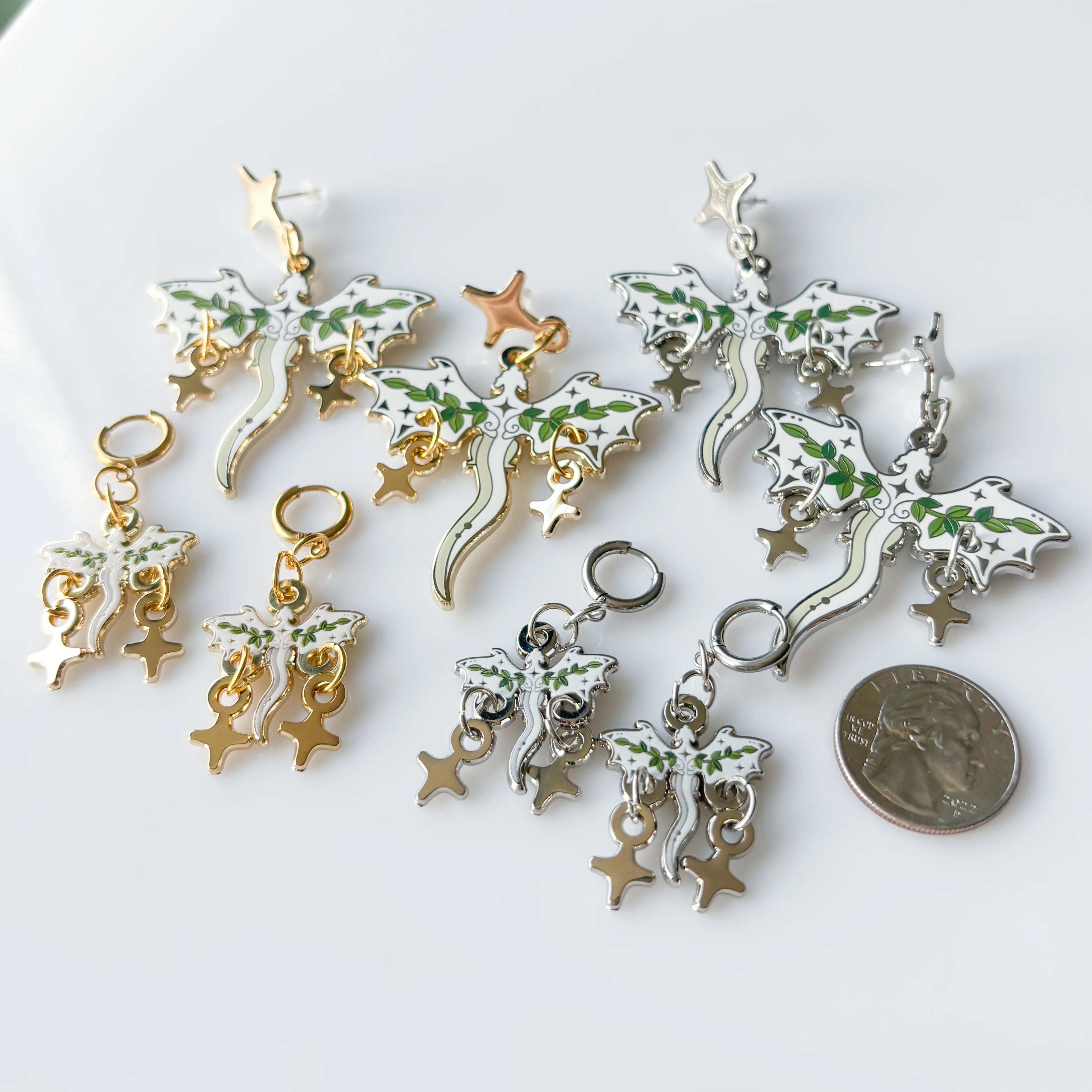 CELESTIAL VINE DRAGON METAL EARRINGS - Image 2
