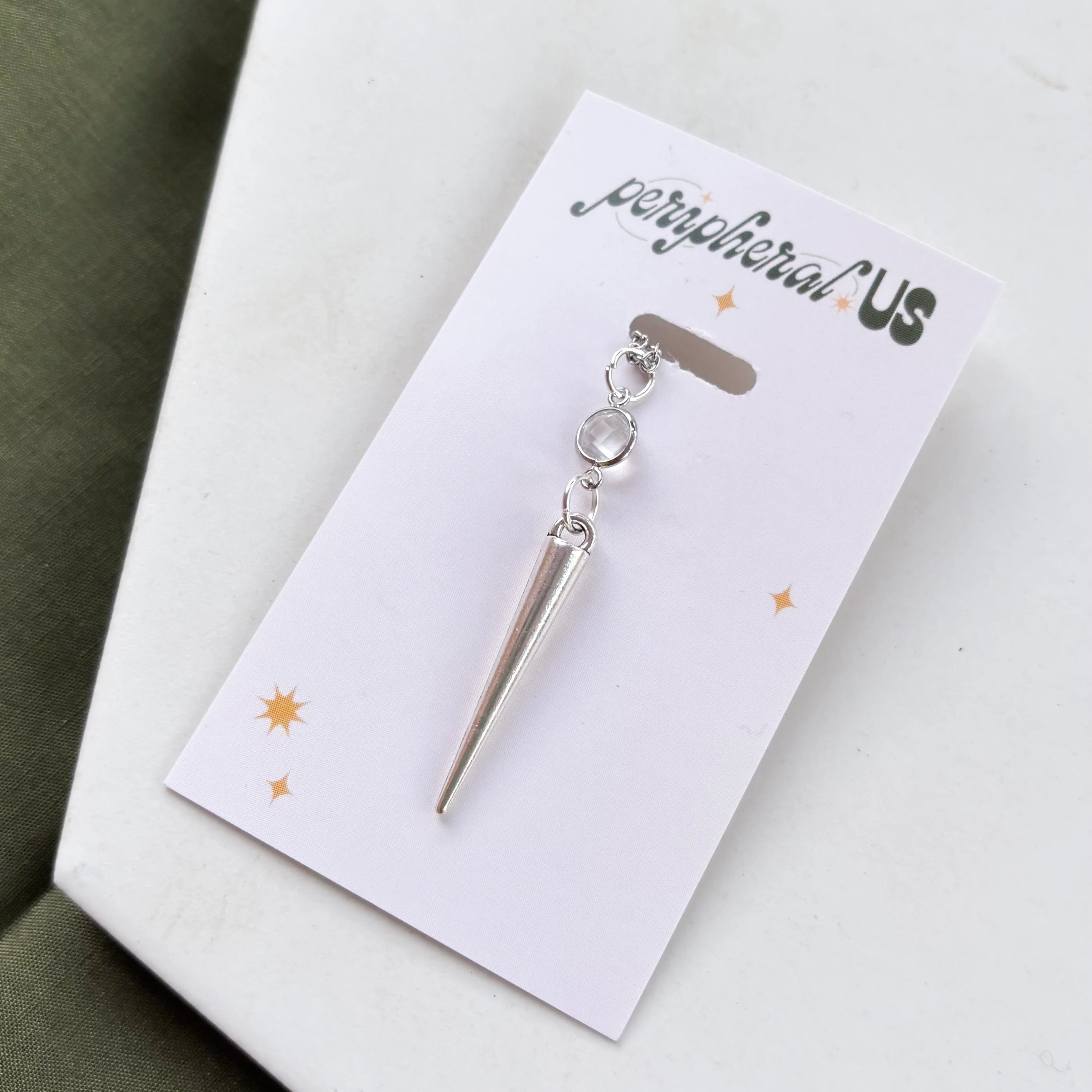 SILVER SPIKE CHARM NECKLACE