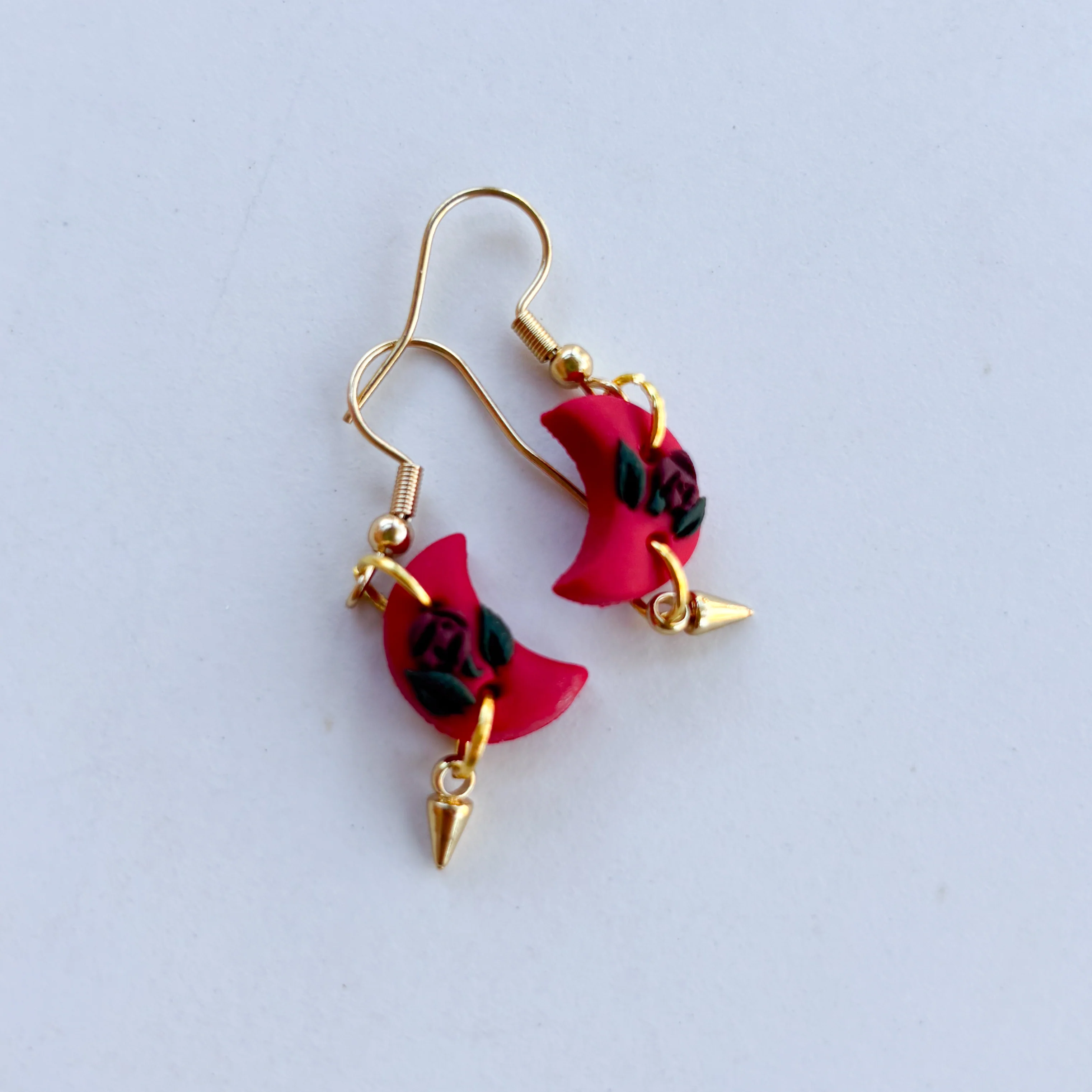 GOTHIC ROSE OMBRE MOON EARRINGS (MINI) - Image 2