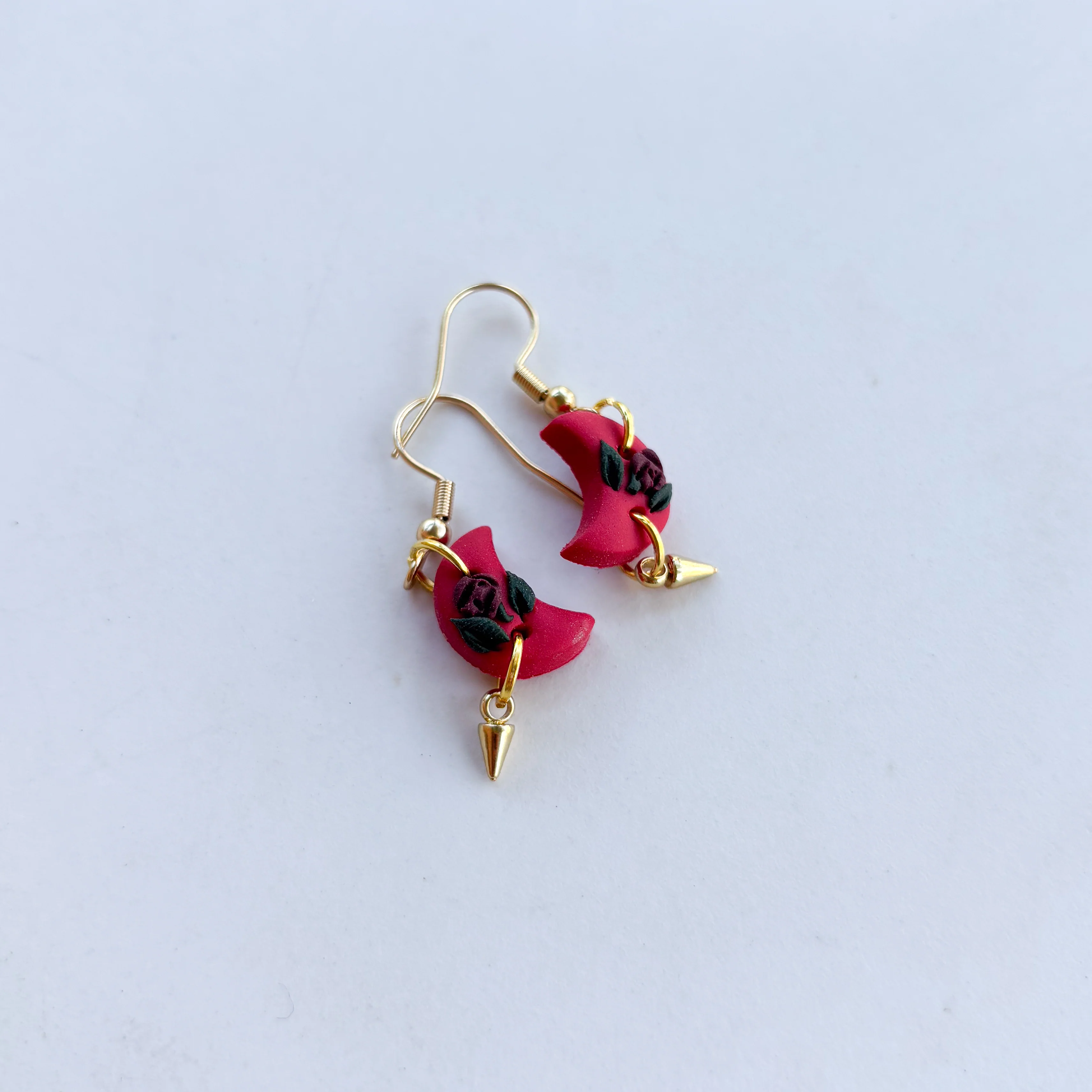 GOTHIC ROSE OMBRE MOON EARRINGS (MINI) - Image 1