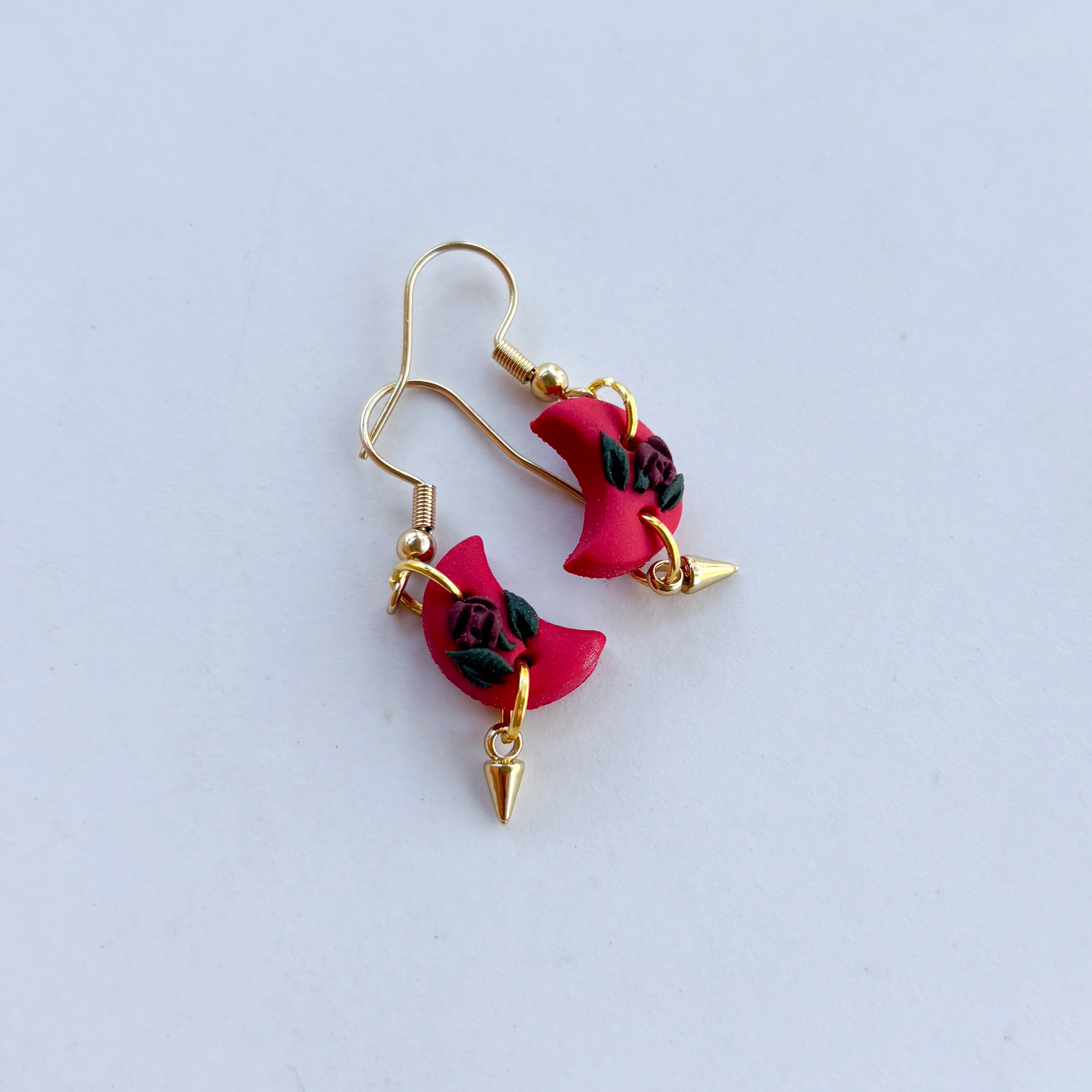 GOTHIC ROSE OMBRE MOON EARRINGS (MINI) - Image 3