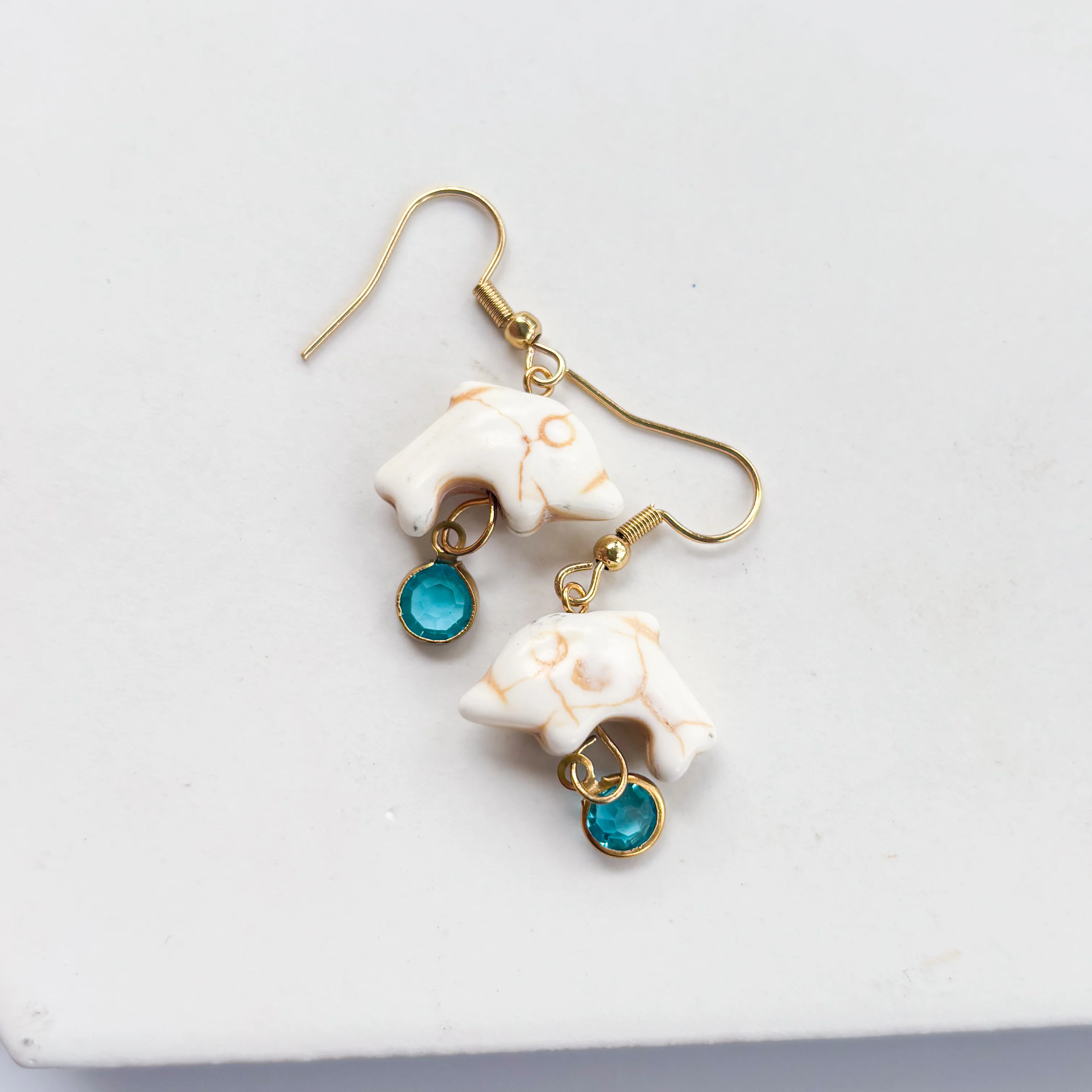 DOLPHIN & BLUE GEM CHARM EARRINGS - Image 3