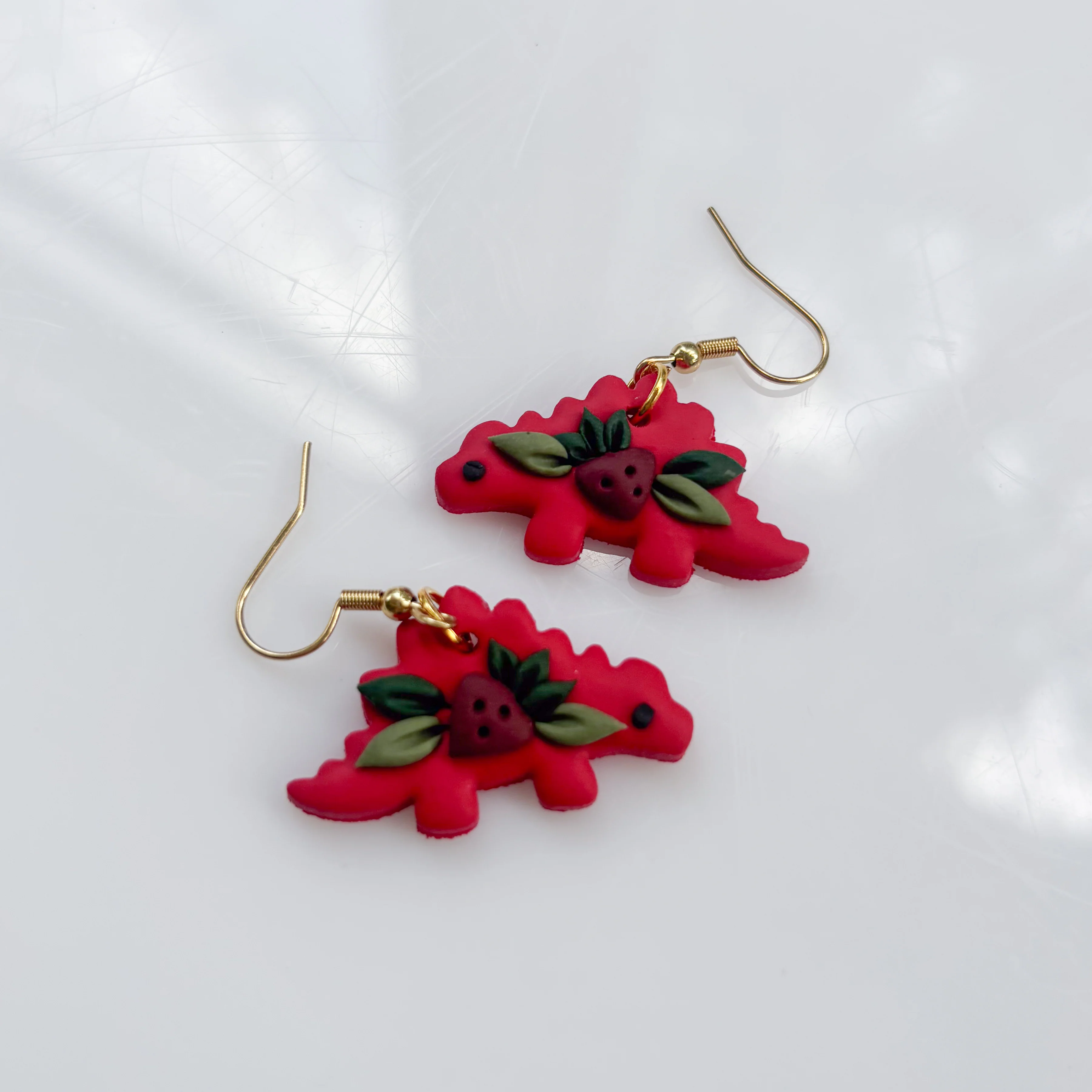 RED STRAWBERRY DINO EARRINGS (STEGO) - Image 2