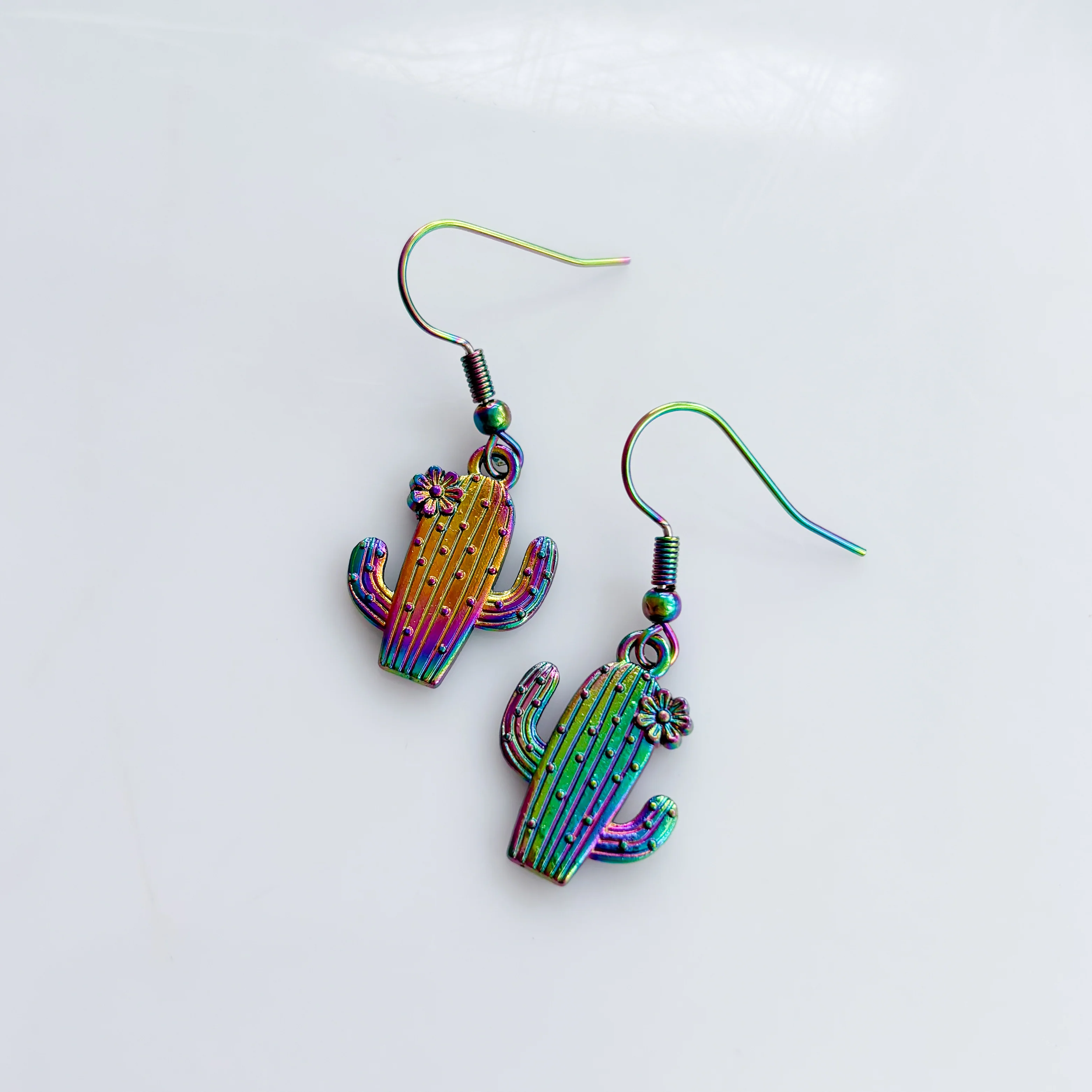 IRIDESCENT CACTUS CHARM EARRINGS - Image 2