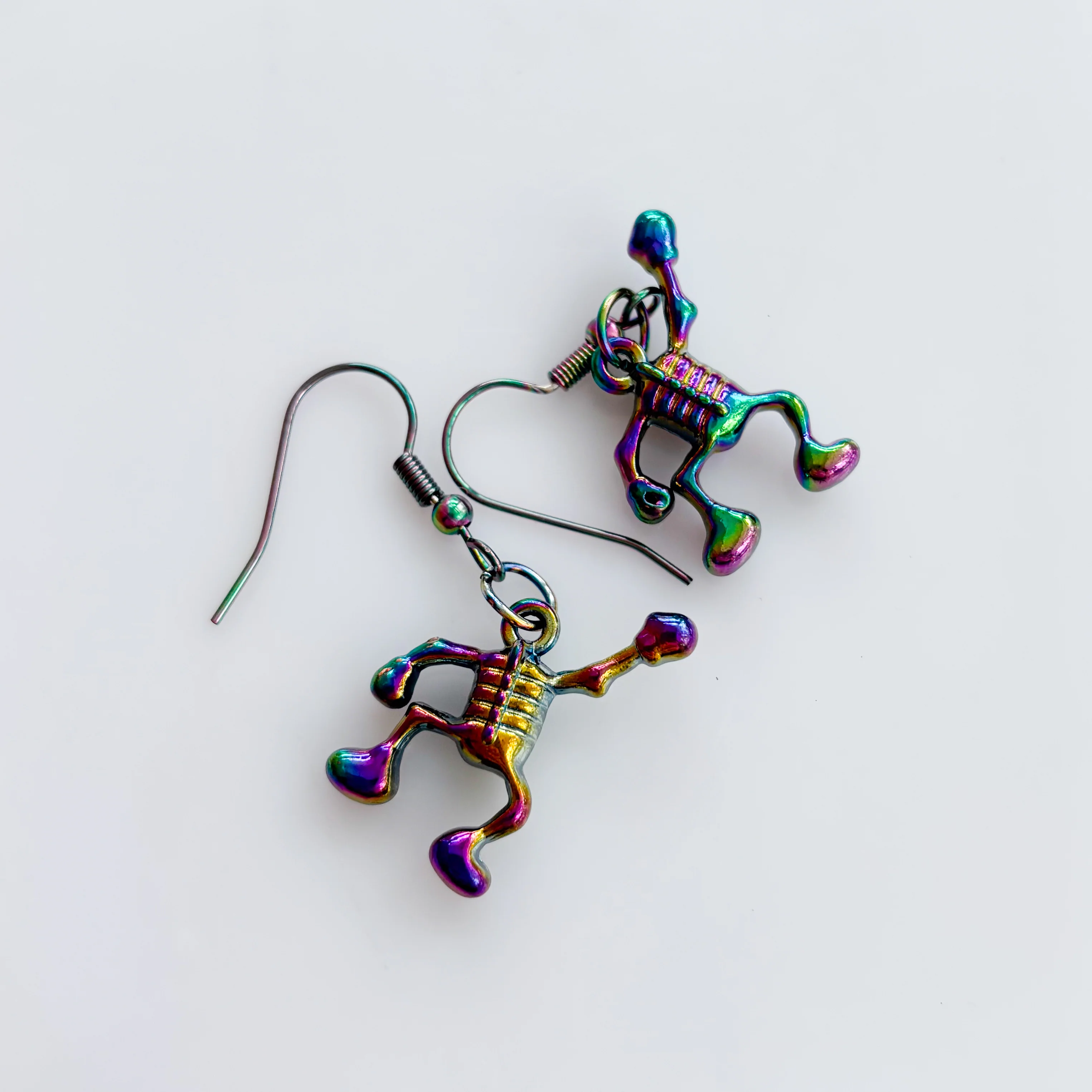 IRIDESCENT DANCIN GUY CHARM EARRINGS