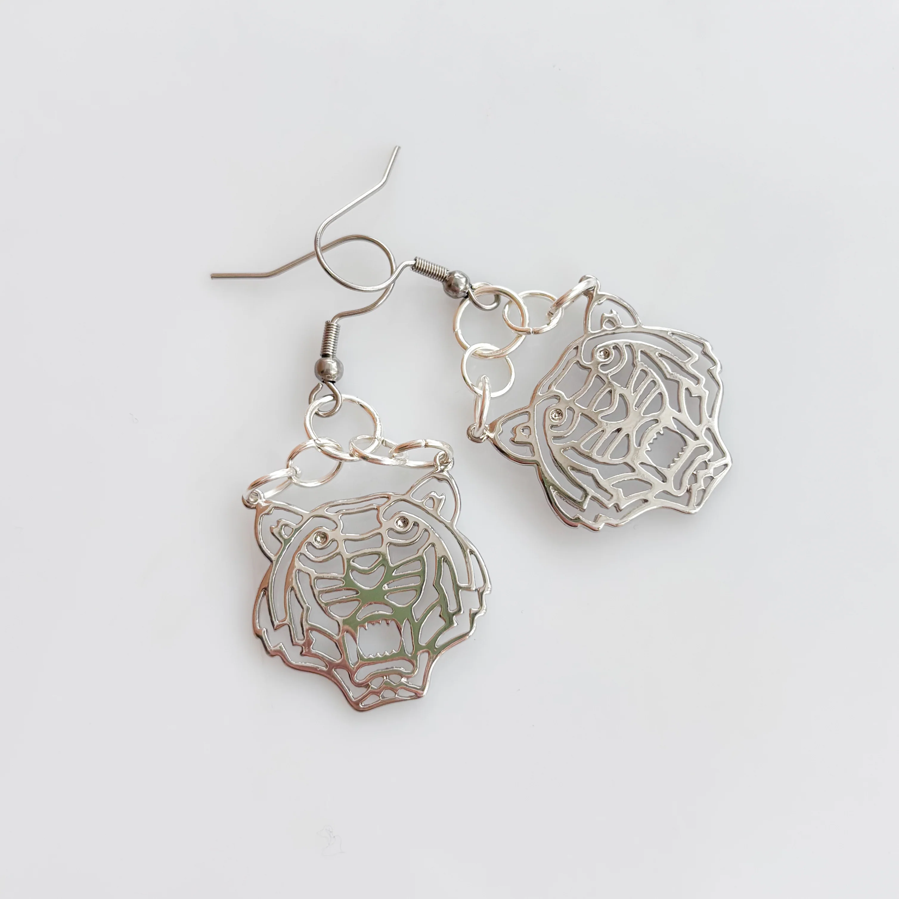 SILVER TIGER CHARM EARRINGS - Image 2