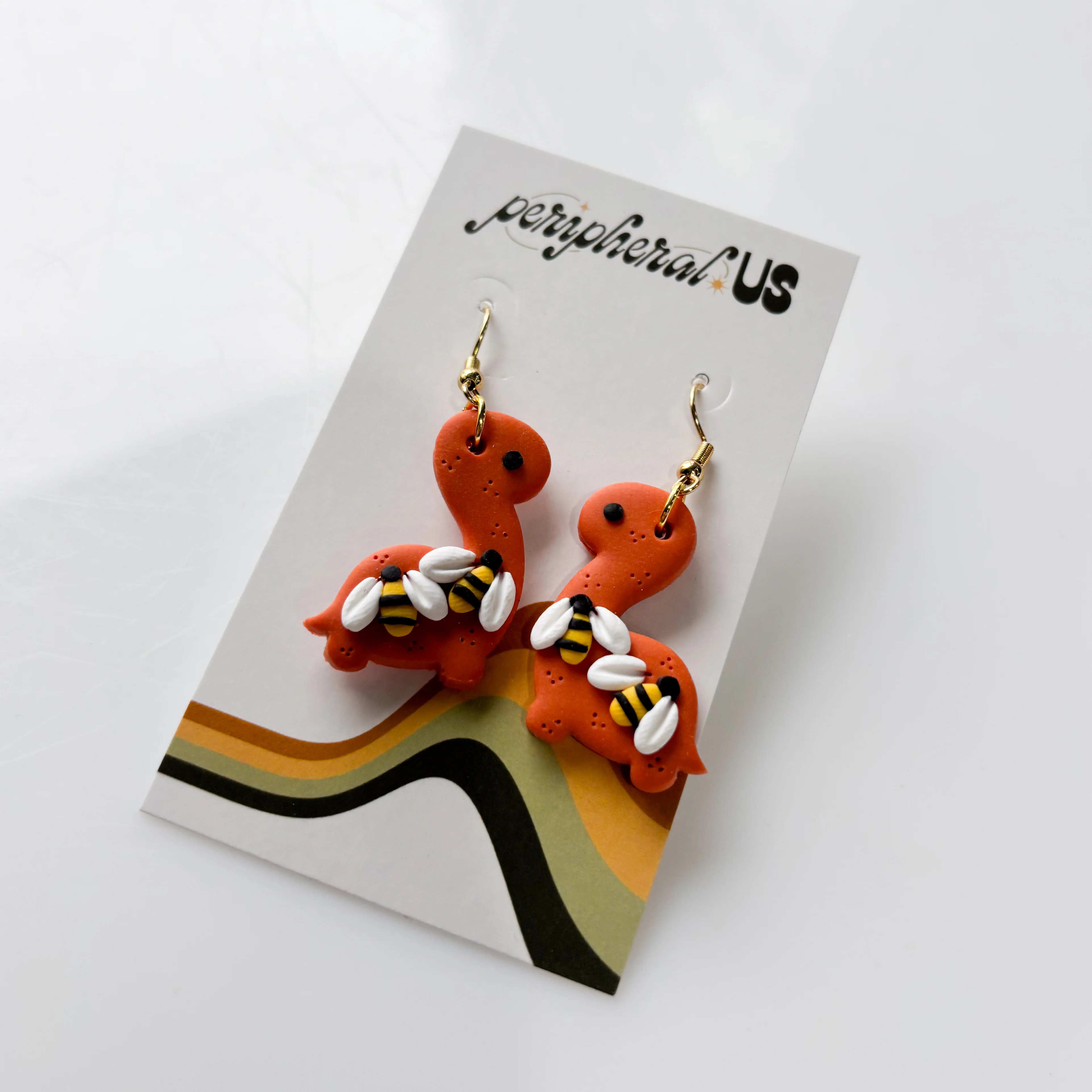 ORANGE BEE BRONTO DINO EARRINGS - Image 2