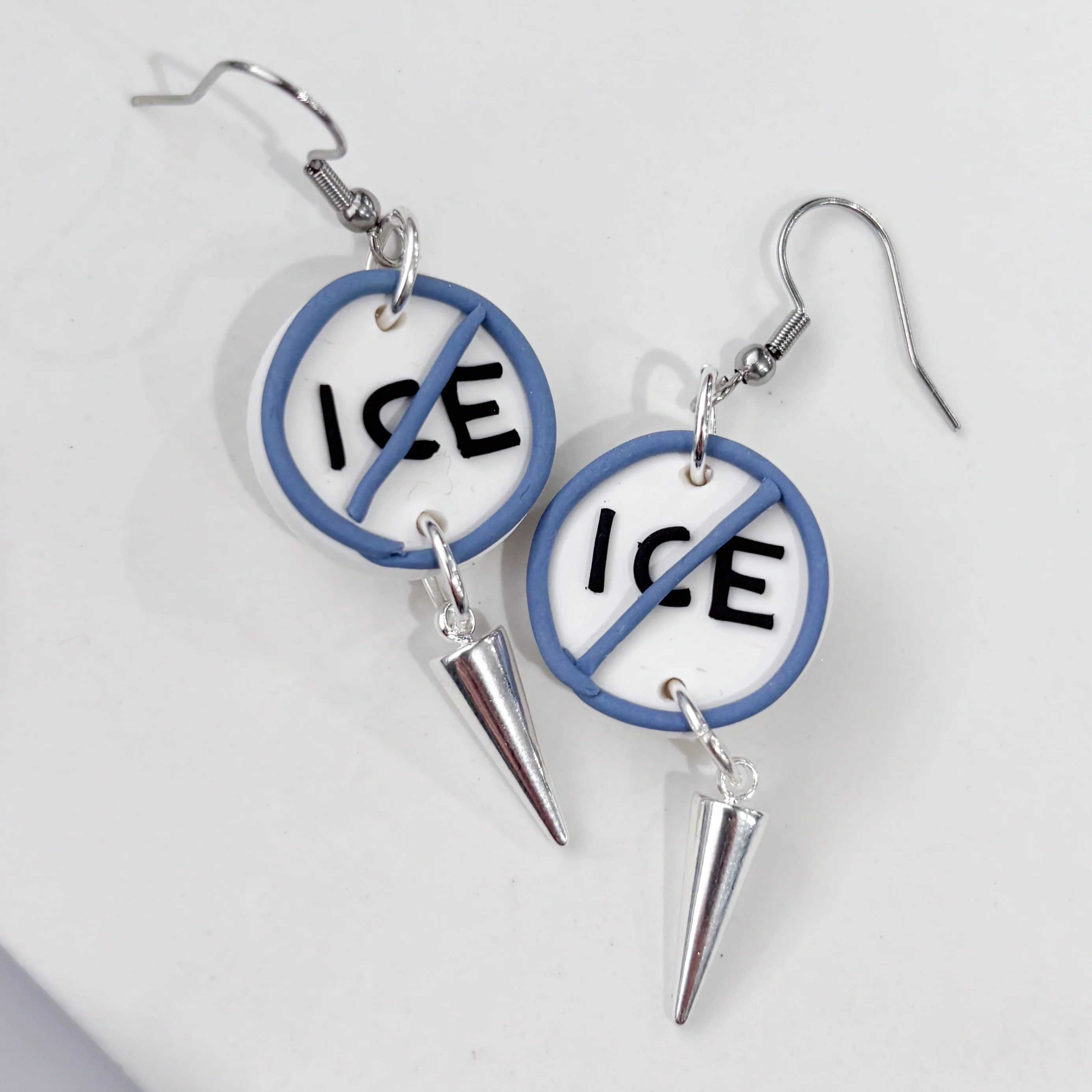 ICE OUT BLUE CIRCLE EARRINGS - Image 2