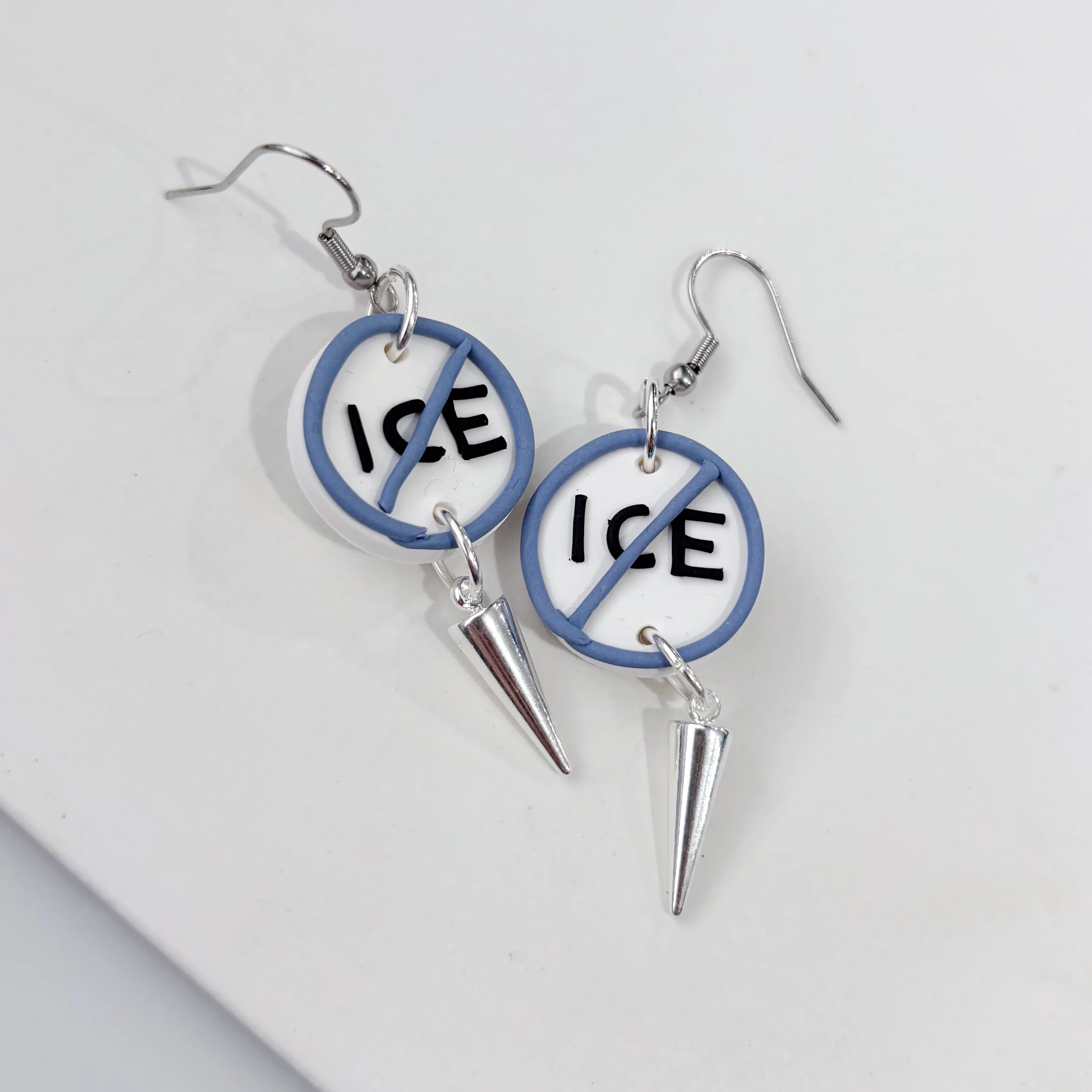 ICE OUT BLUE CIRCLE EARRINGS - Image 3