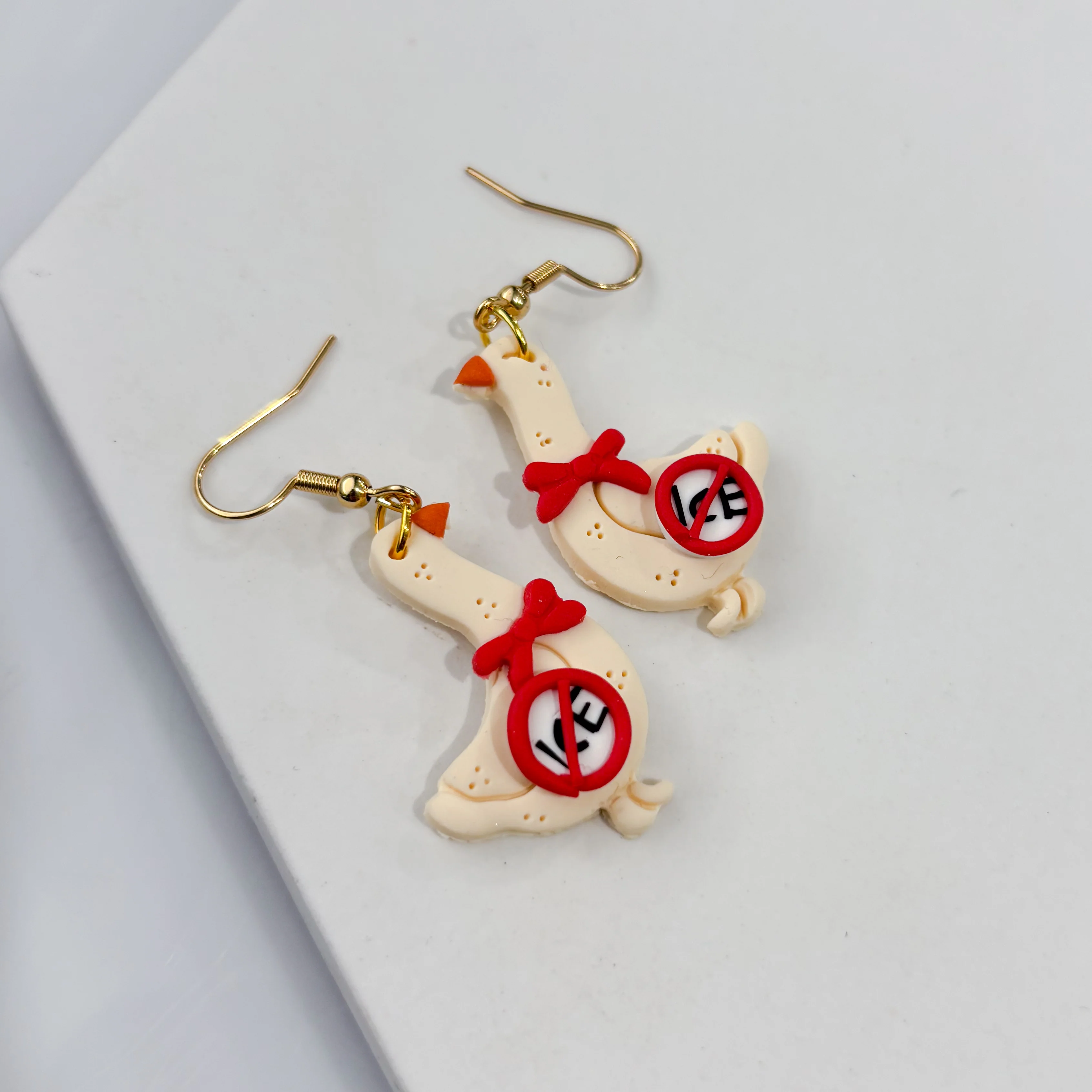 ICE OUT GEESE EARRINGS (RED) - Image 3