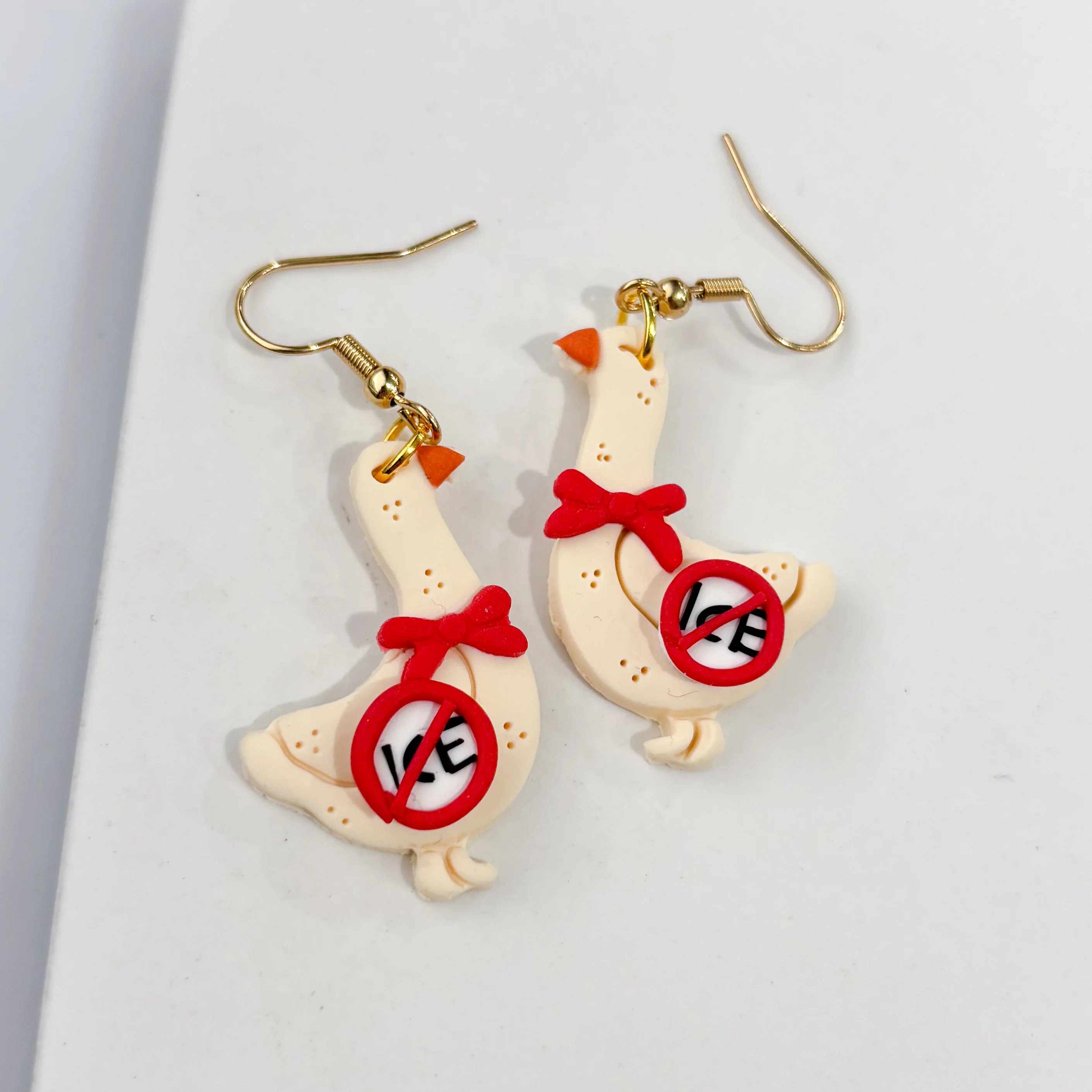 ICE OUT GEESE EARRINGS (RED) - Image 2