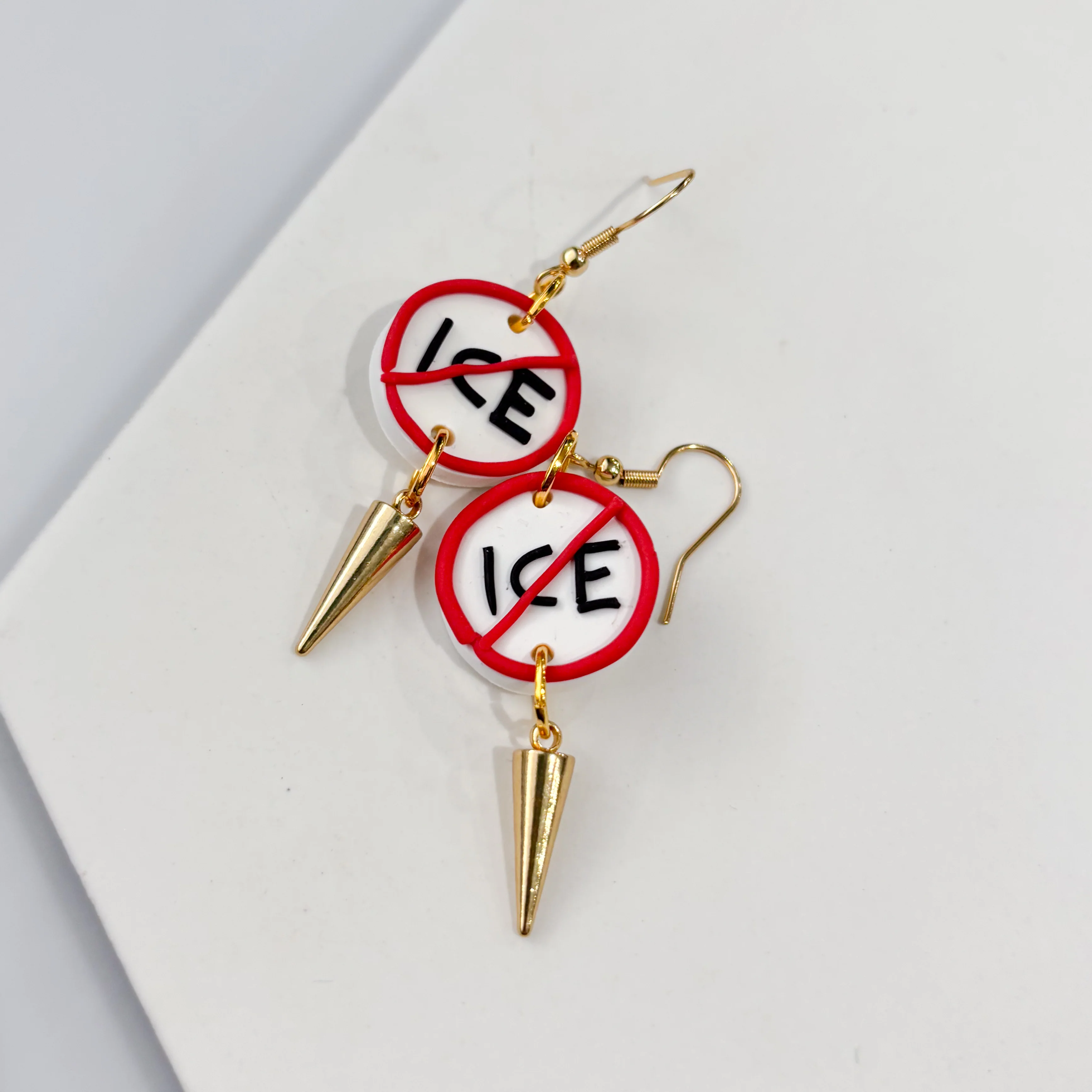 ICE OUT RED CIRCLE EARRINGS