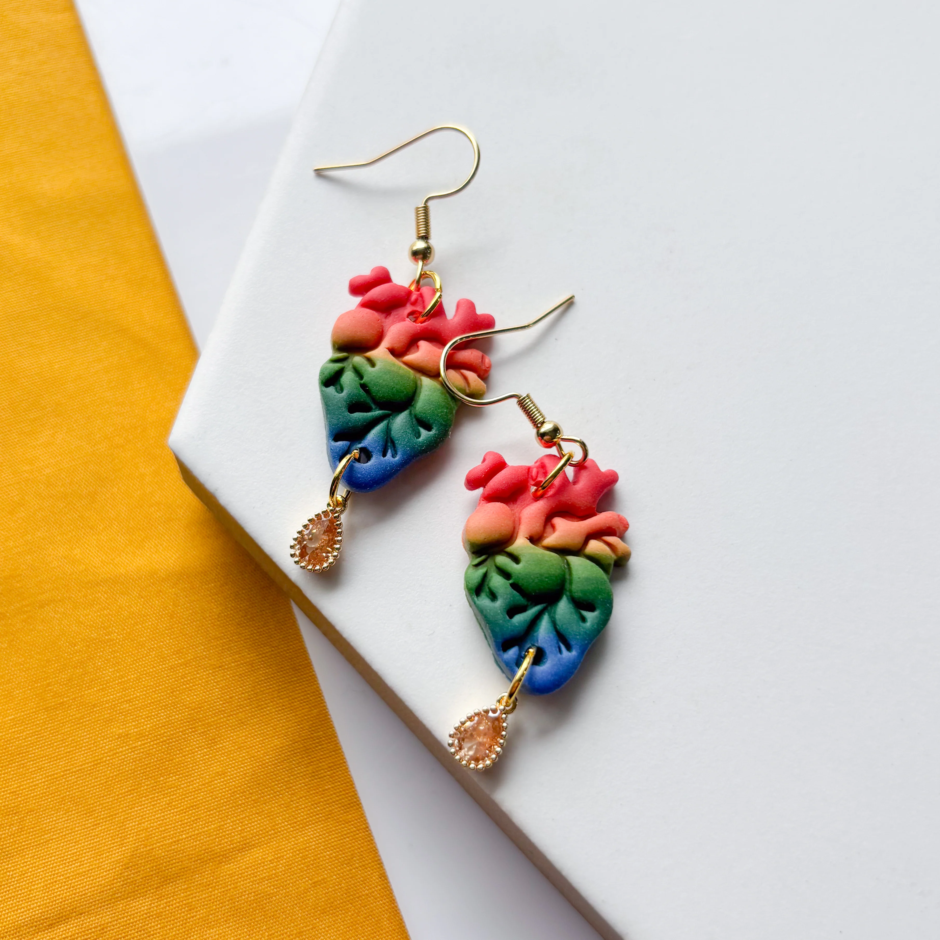 RAINBOW ANATOMICAL HEART EARRINGS - Image 1