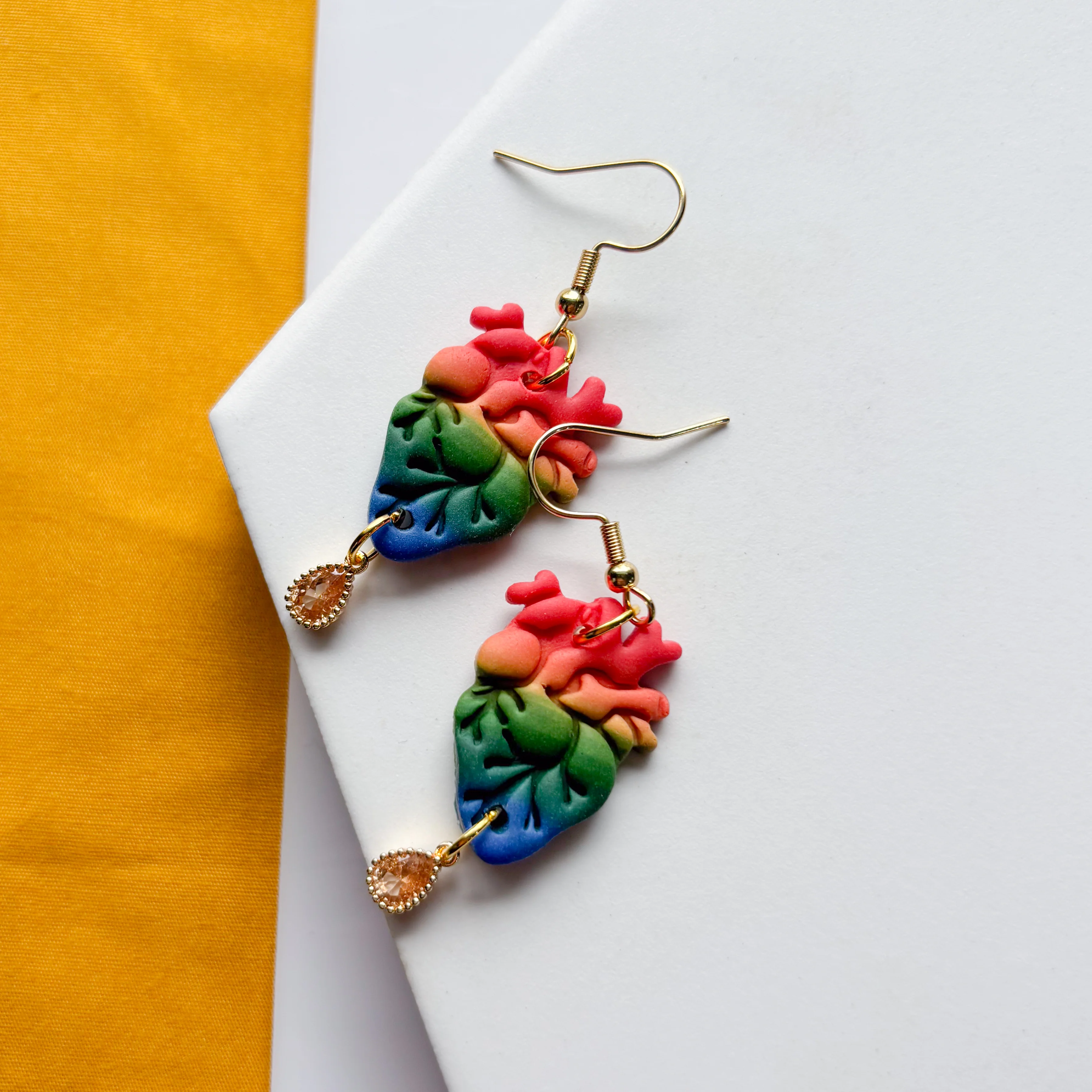RAINBOW ANATOMICAL HEART EARRINGS - Image 2