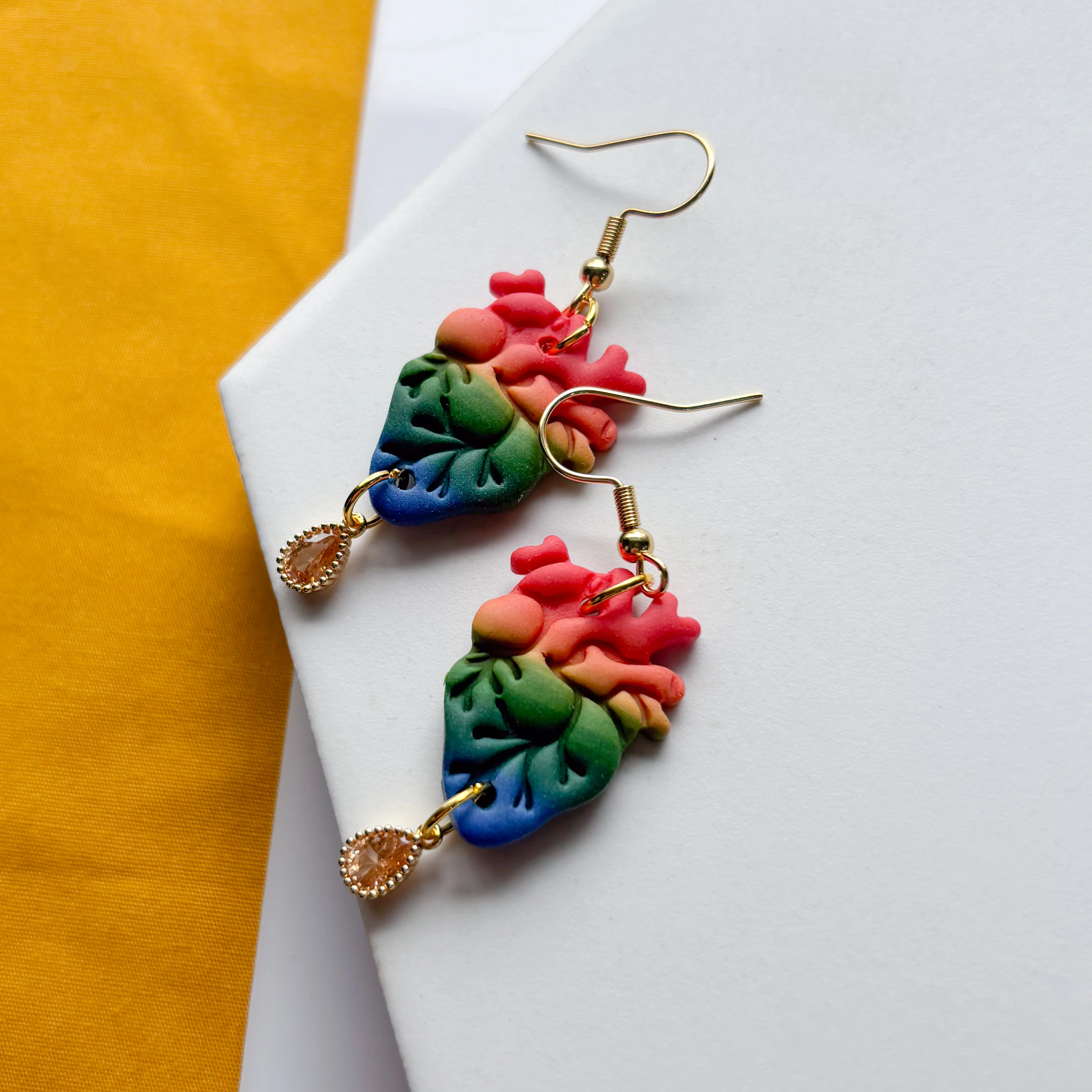 RAINBOW ANATOMICAL HEART EARRINGS - Image 3