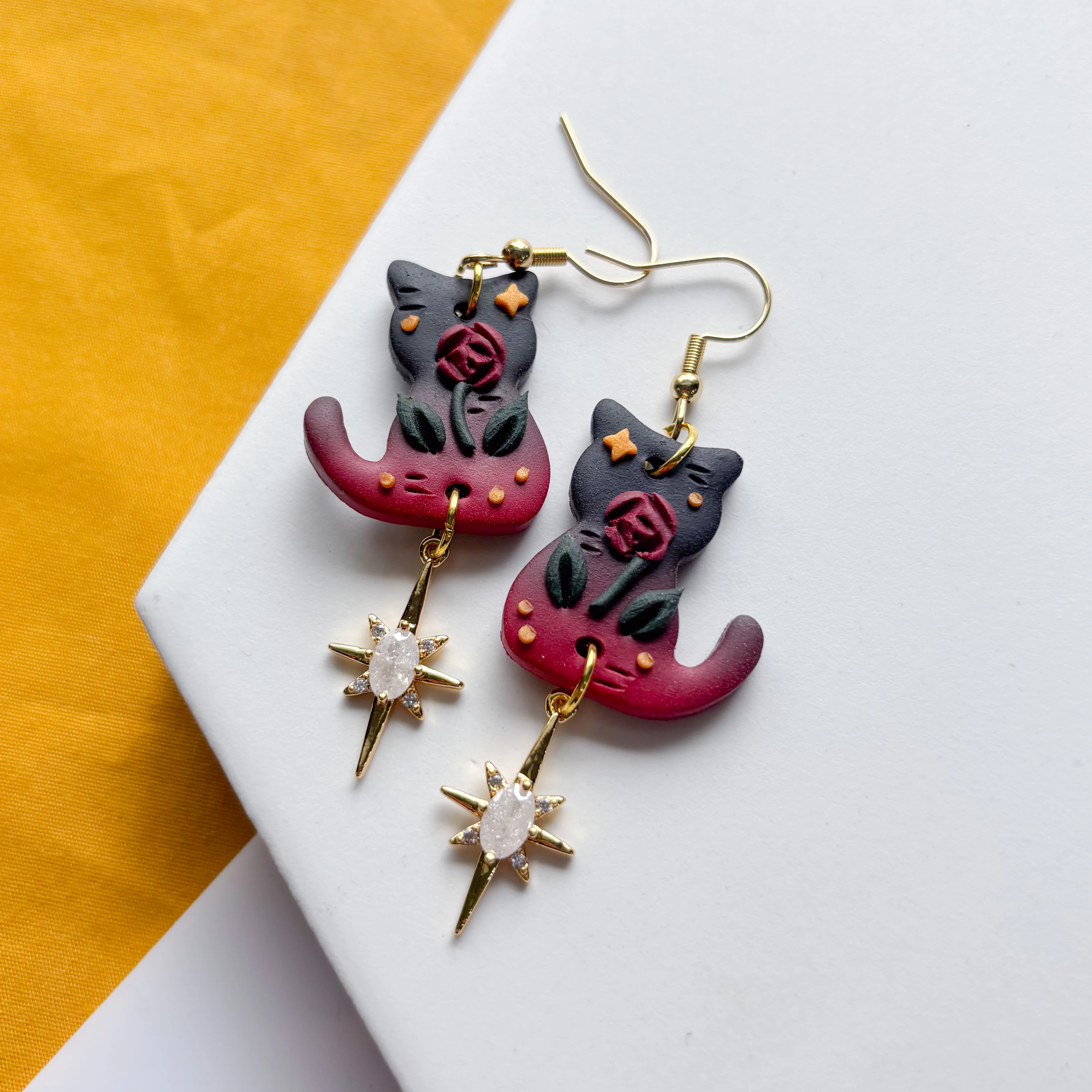 GOTHIC ROSE CAT EARRINGS - Image 2
