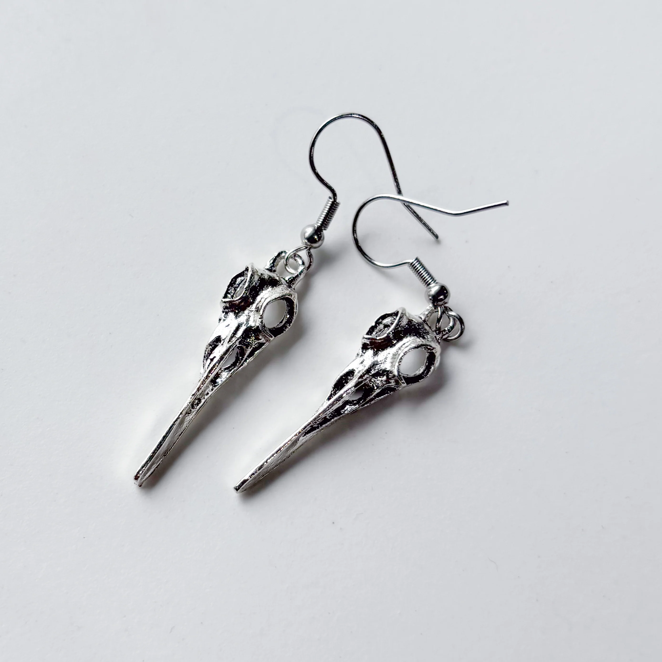 SILVER SKULL CHARM EARRINGS