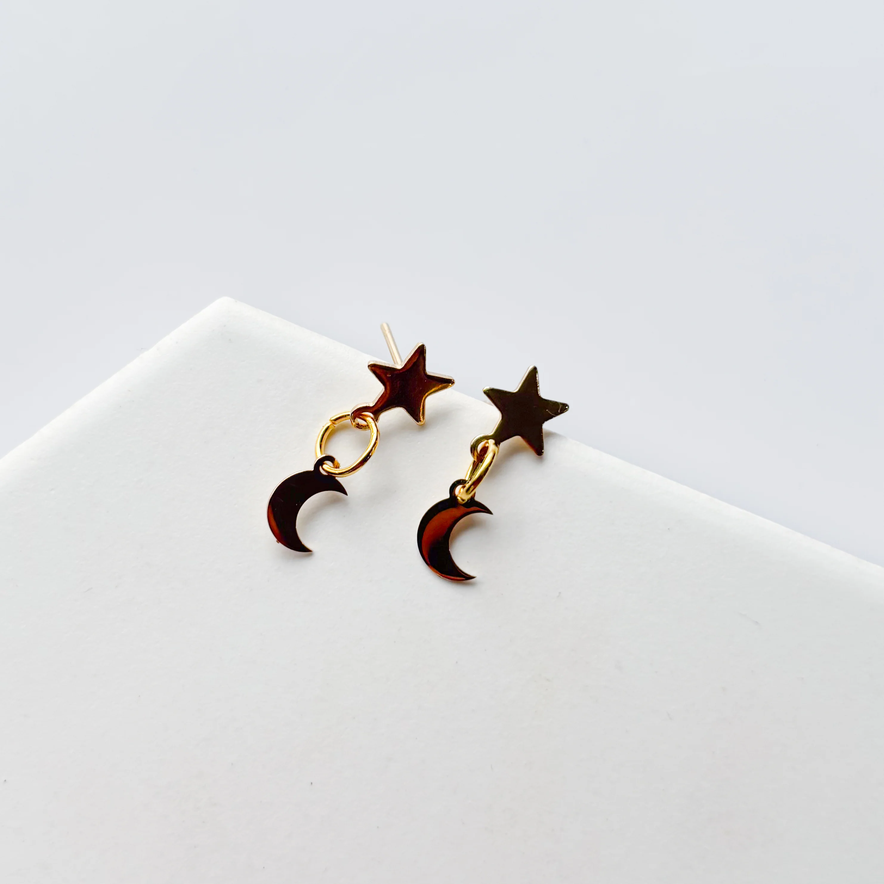 STAR & MOON CHARM STUD EARRINGS - Image 2