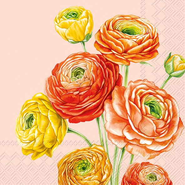 Lunch Napkin, Ranunculus Rose - Image 1