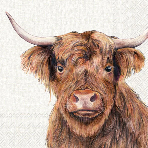 Lunch Napkin, Farm Highland Cattle - Image 1