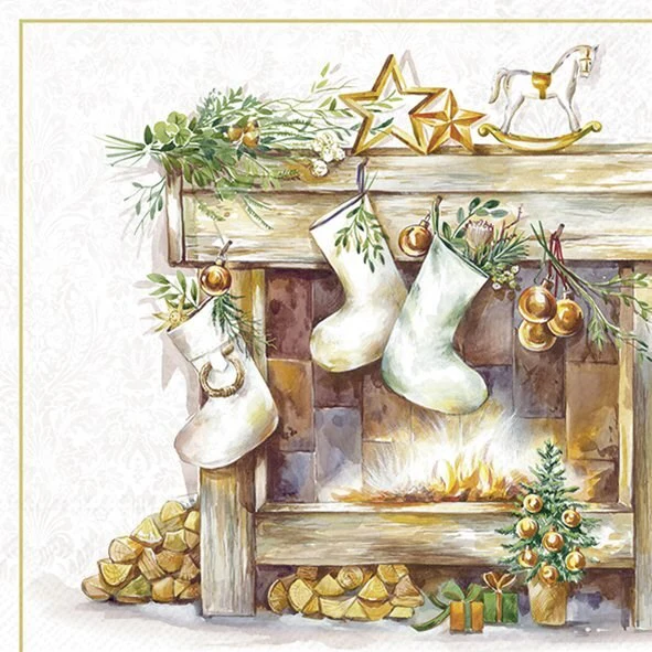 Napkin-Lunch, Cozy Fireplace