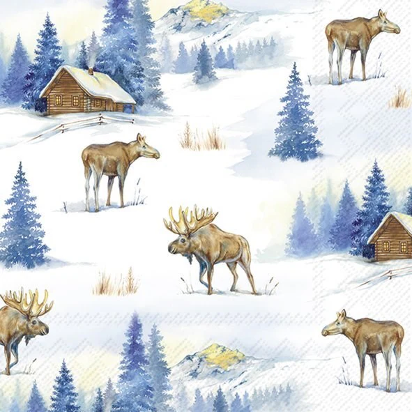 Cocktail Napkin, Elk Landscape - Image 1