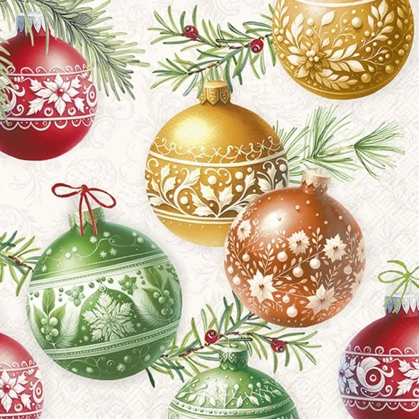 Lunch Napkin, Christmas Bubbles