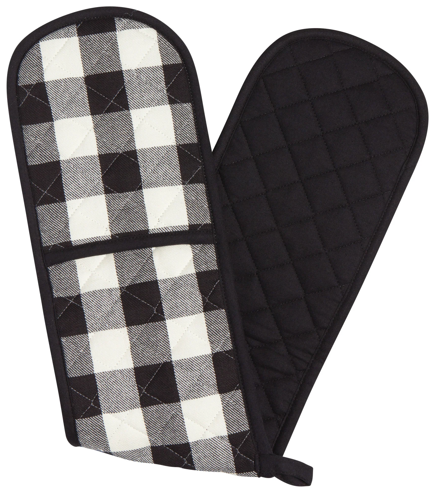 Double Handed Oven Mitt - Black Check - Image 1