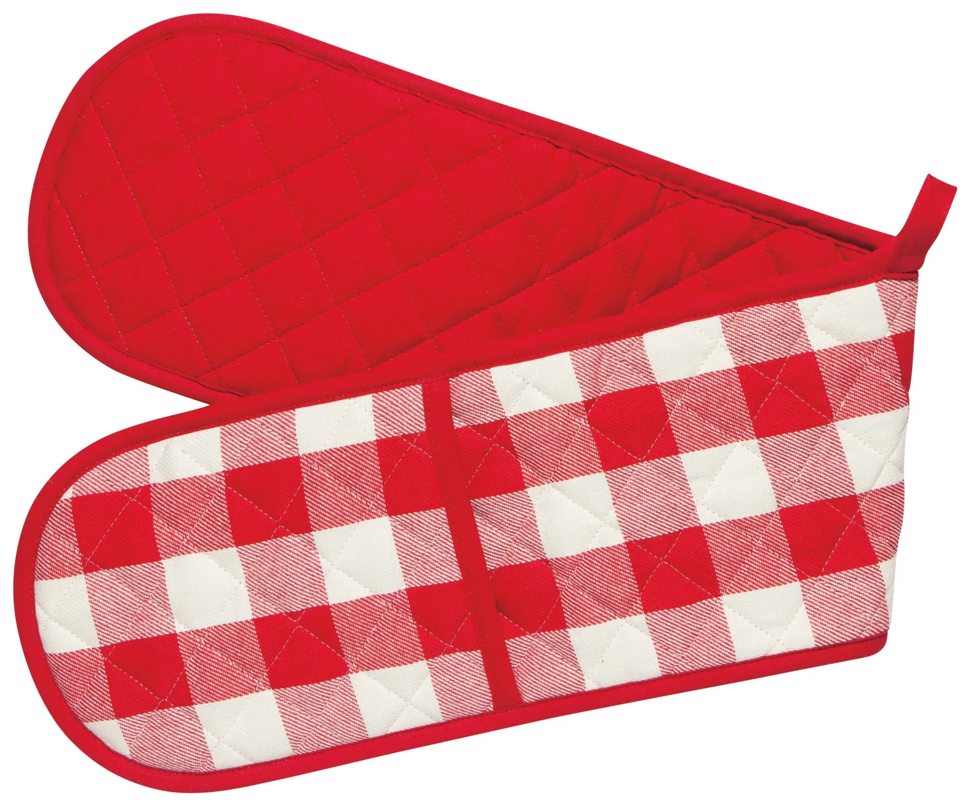 Double Handed Oven Mitt - Red Check - Image 1