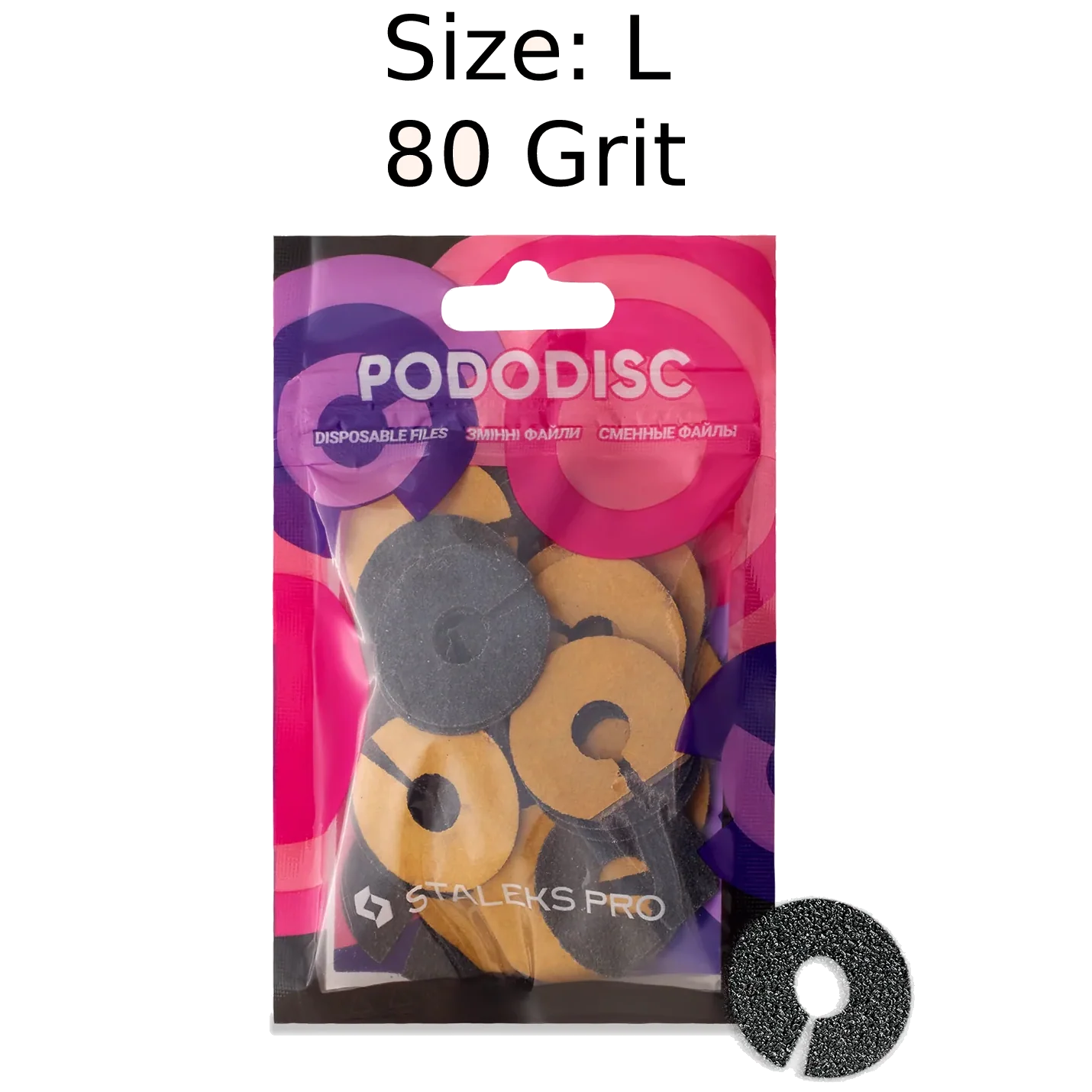 STALEKS PRO EXPERT UMBRELLA PODODISC RINGLIKE DISPOSABLE FILES SIZE L 25 MM DIAMETER REFILL PADS FOR PEDICURE DISC 50 PCS PDFR-25- STALEKS™ - Image 2