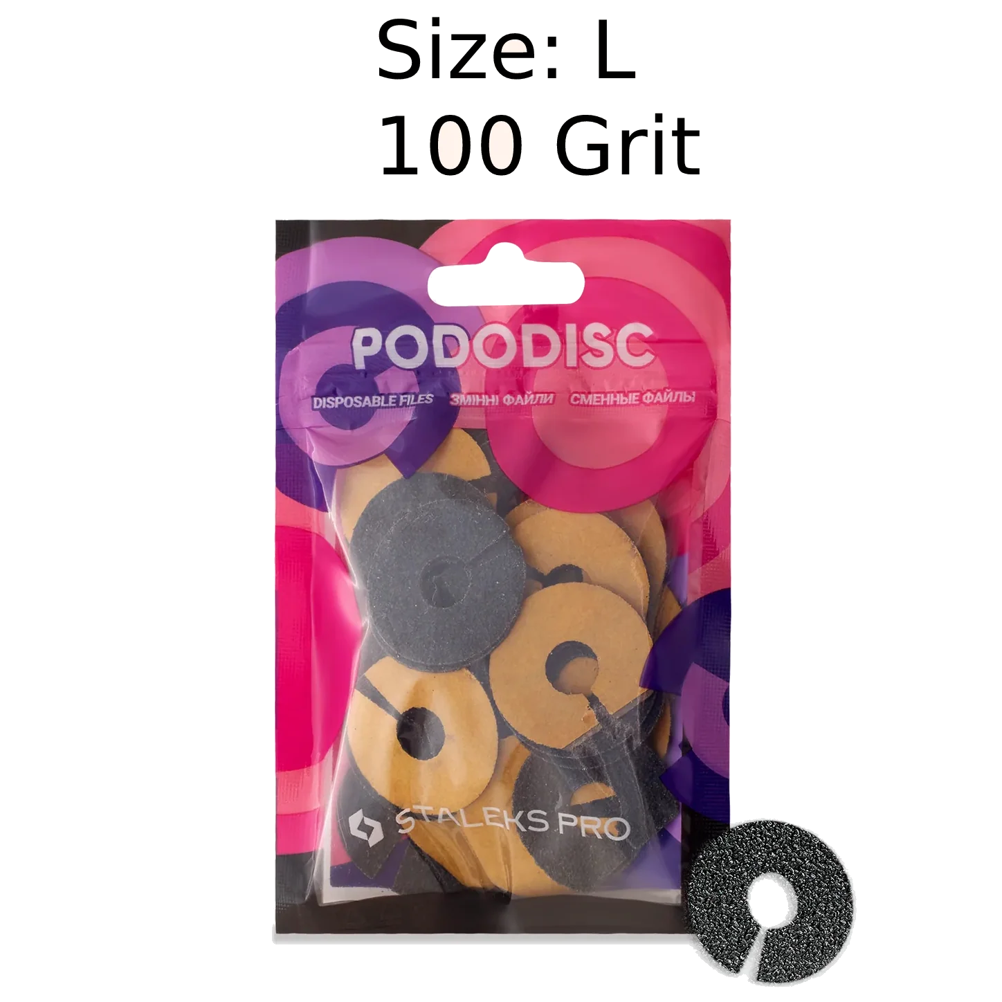STALEKS PRO EXPERT UMBRELLA PODODISC RINGLIKE DISPOSABLE FILES SIZE L 25 MM DIAMETER REFILL PADS FOR PEDICURE DISC 50 PCS PDFR-25- STALEKS™ - Image 3