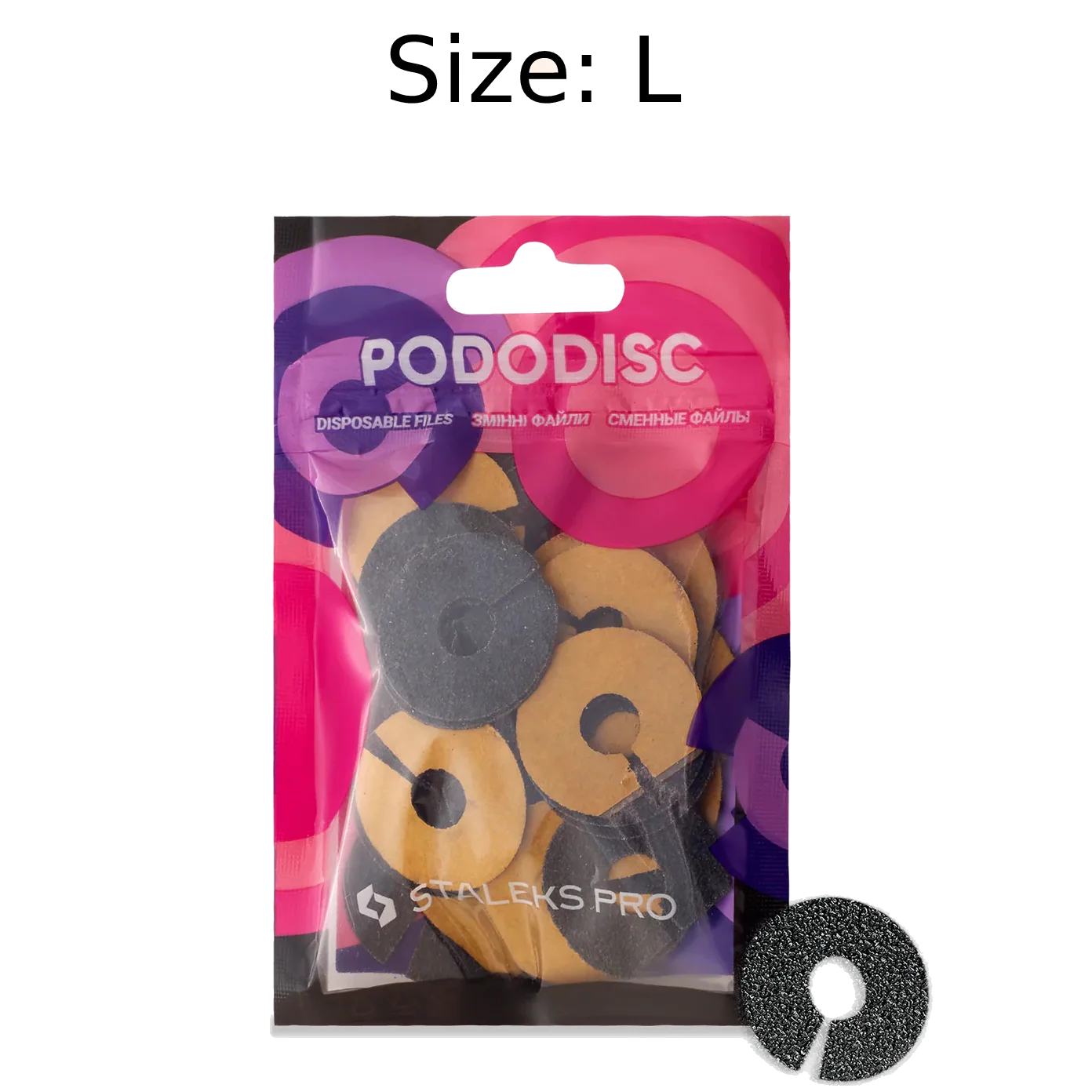 STALEKS PRO EXPERT UMBRELLA PODODISC RINGLIKE DISPOSABLE FILES SIZE L 25 MM DIAMETER REFILL PADS FOR PEDICURE DISC 50 PCS PDFR-25- STALEKS™ - Image 1