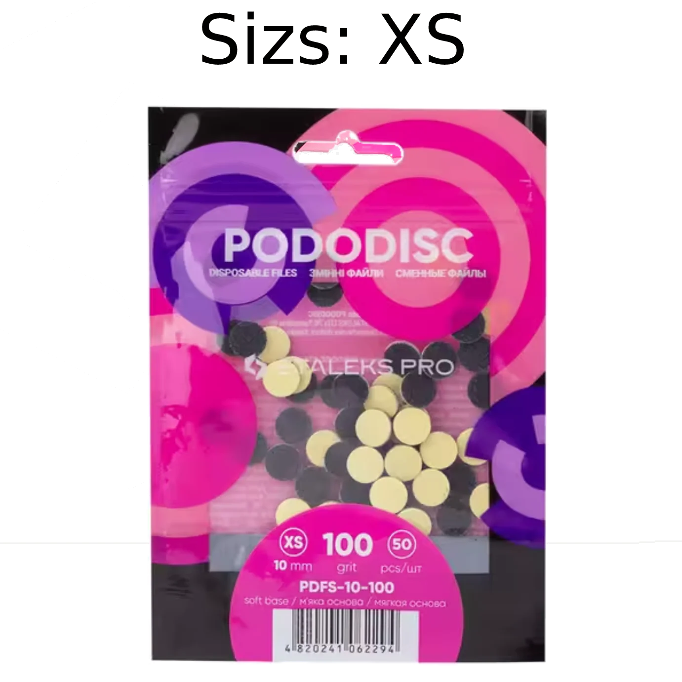 STALEKS PRO XS PODODISC DISPOSABLE FILES SOFT BASE FOR PEDICURE DISC 10MM (50 PCS) PDFS-10- STALEKS™