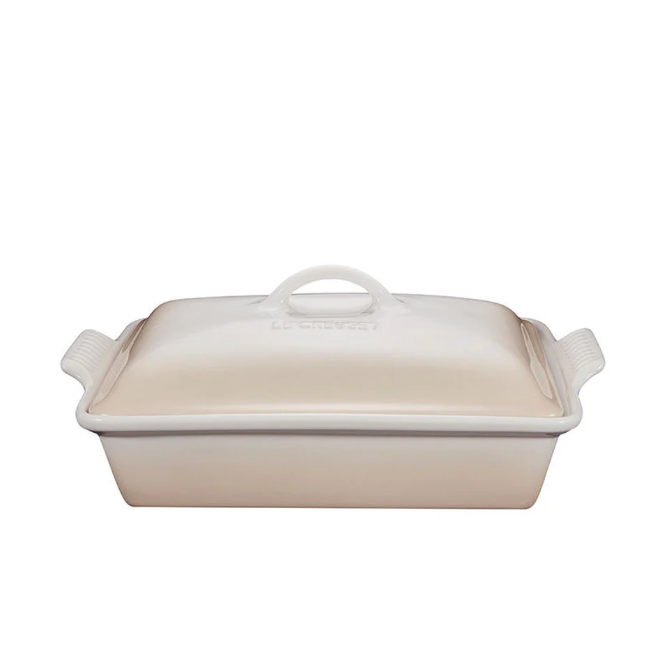 Ceramic Rectangular Dish with Lid, Meringue - Image 1