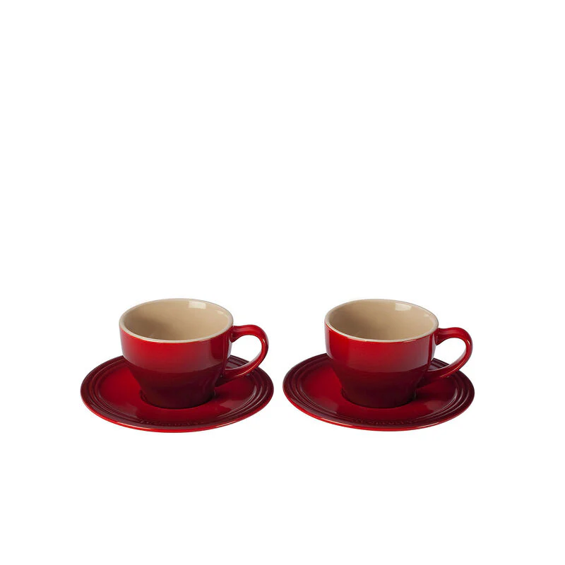 Cappuccino Cup & Saucer Set, Cerise - Image 1