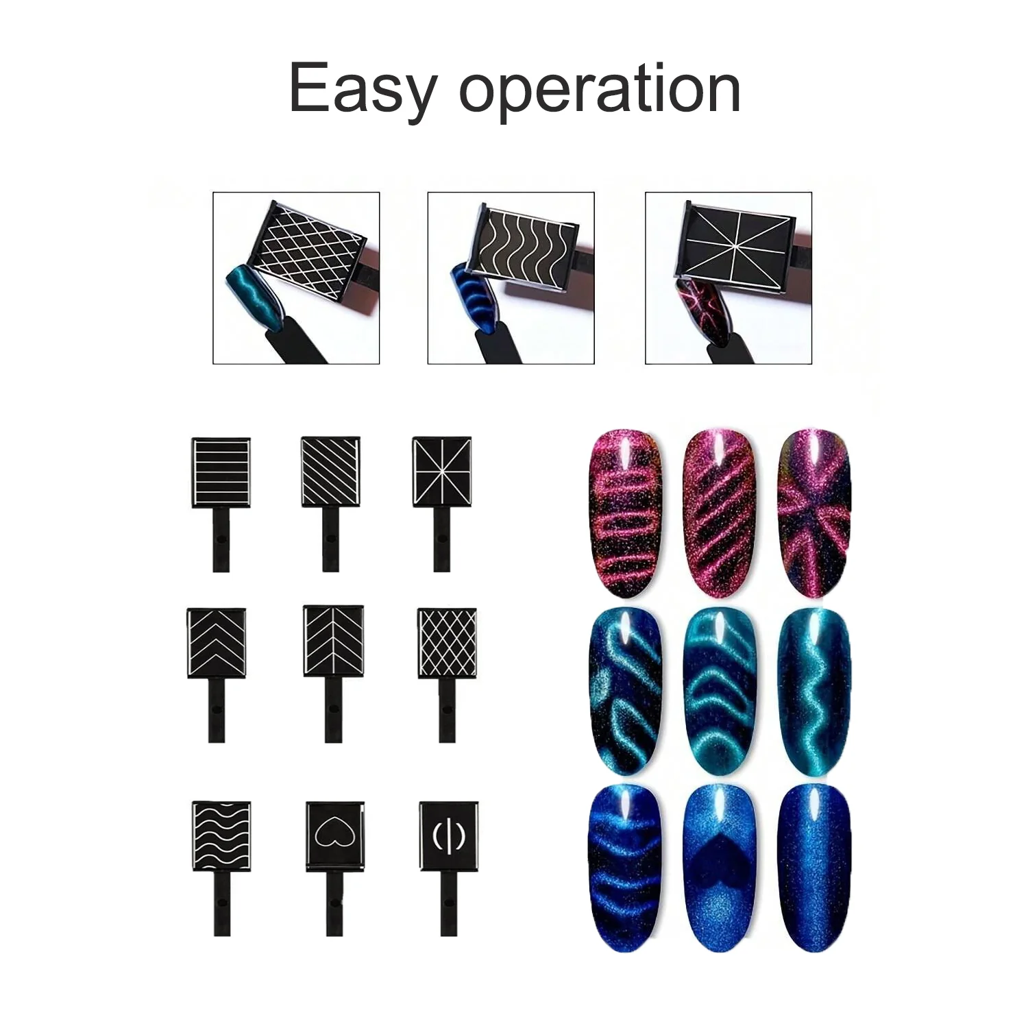 16PCS NAIL ART CAT EYE DESING MAGNET SET #02 - Image 3
