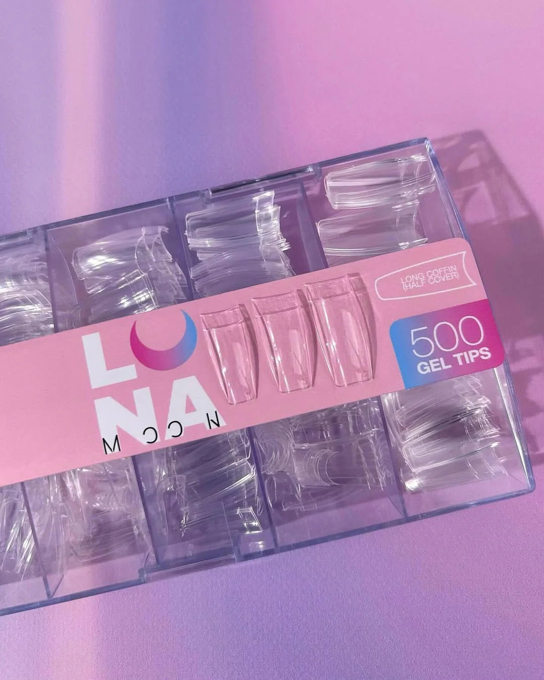 LUNA - Gel Tips Coffin Long (Half cover), 500pcs - Image 3
