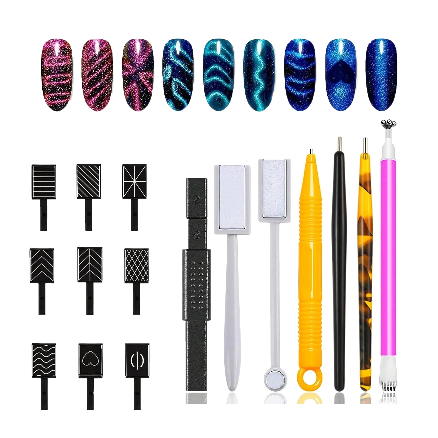 16PCS NAIL ART CAT EYE DESING MAGNET SET #02