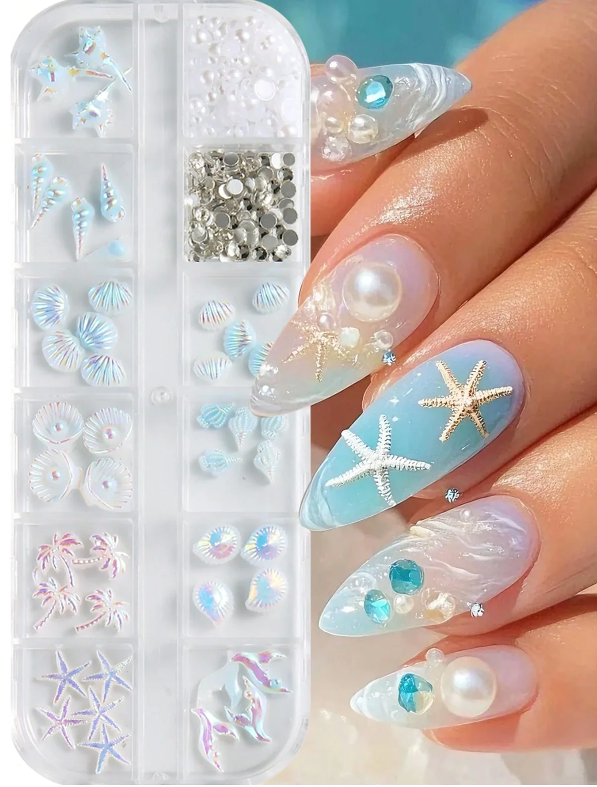 3D Aurora Ocean Nail Charms Set 72pcs - Image 2