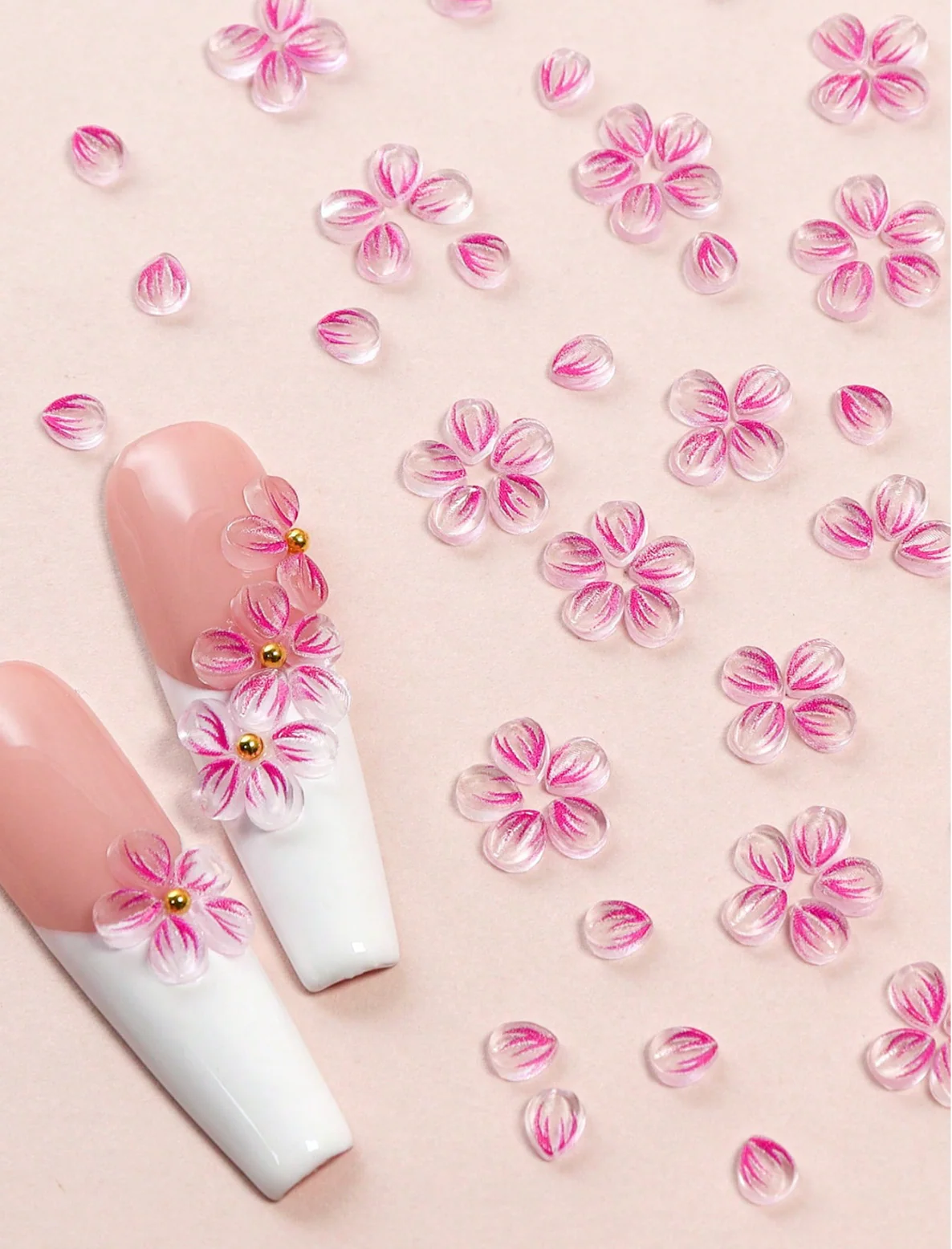 Carved Flower Petal Nail Charms (150 pcs)