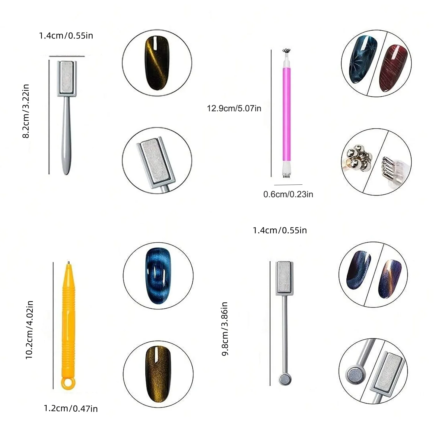 16PCS NAIL ART CAT EYE DESING MAGNET SET #02 - Image 2