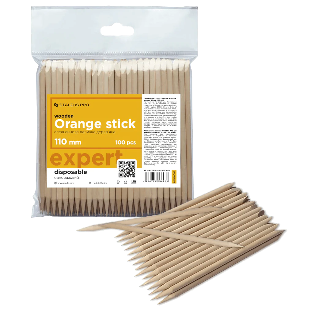 STALEKS PRO ORANGE STICK FOR MANICURE WOODEN 110 MM 100 PCS DOS-30/100 – STALEKS™