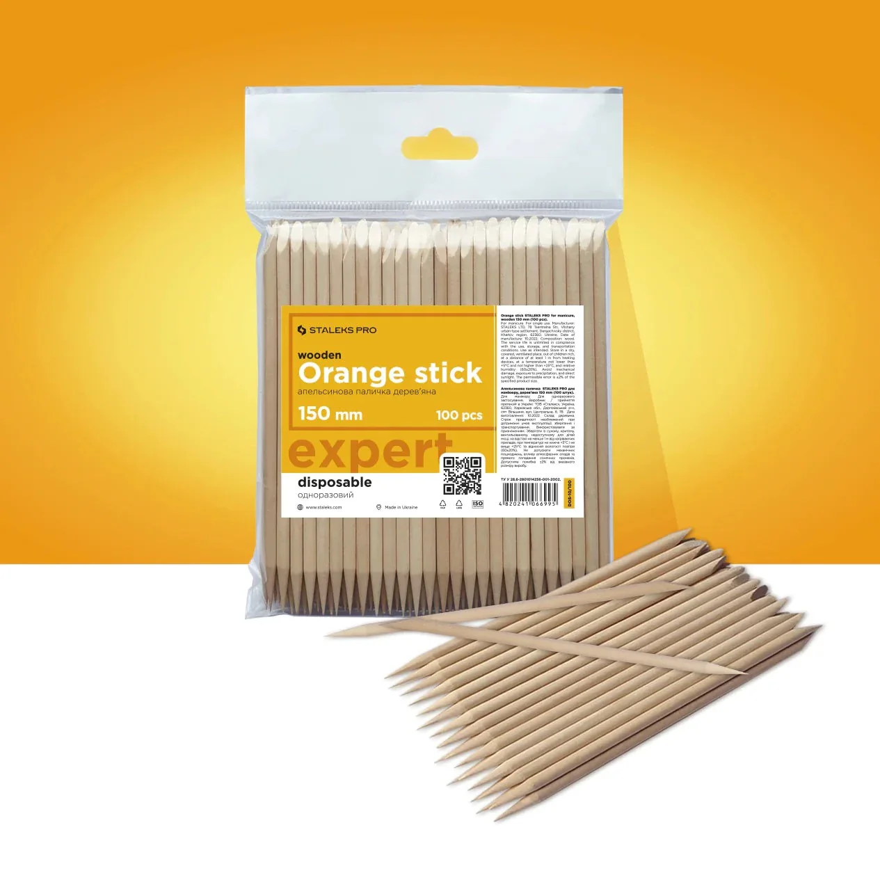 STALEKS PRO ORANGE STICK FOR MANICURE WOODEN 150 MM 100 PCS DOS-10/100 - STALEKS™ - Image 3