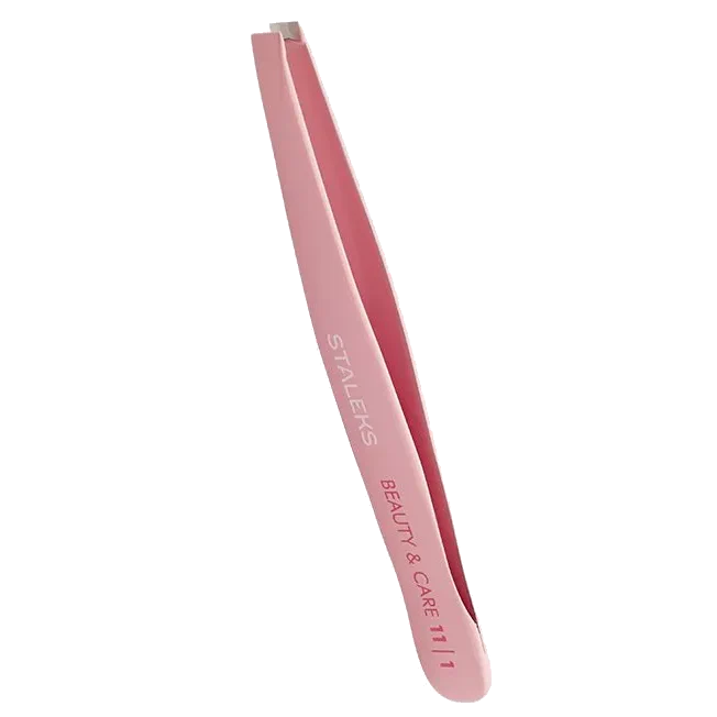 STALEKS BEAUTY & CARE 11 TYPE 1 EYEBROW TWEEZERS WIDE STRAIGHT PINK TBC-11/1 - STALEKS™ - Image 2
