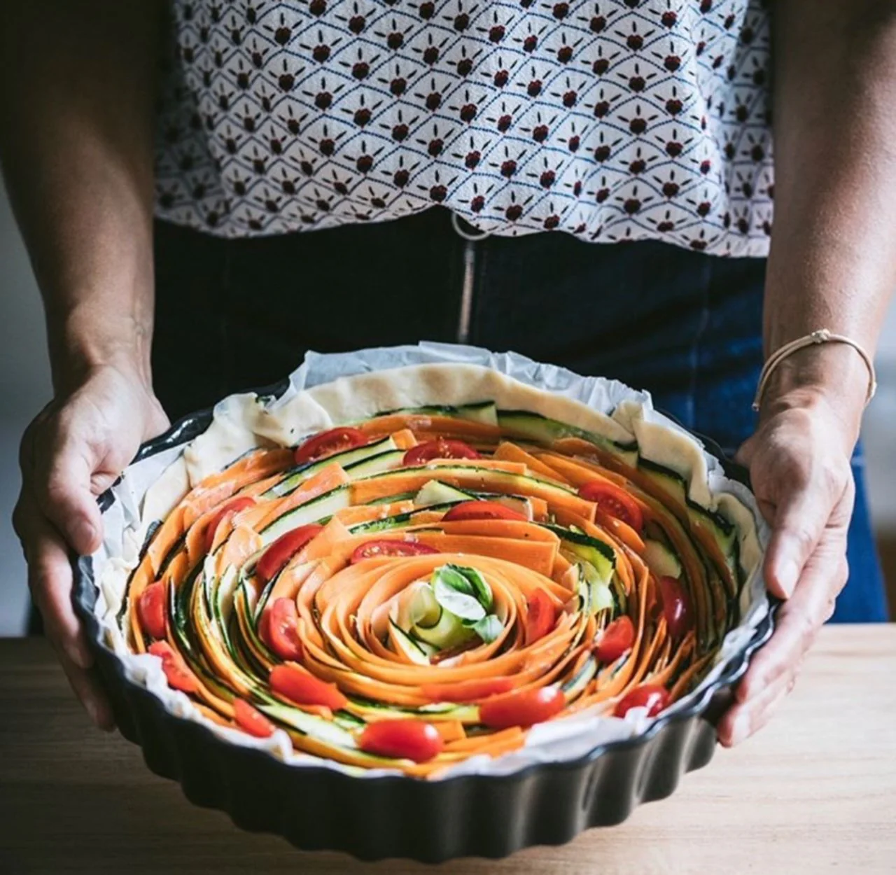 Ceramic Deep Flan Dish, Fusain - Image 2